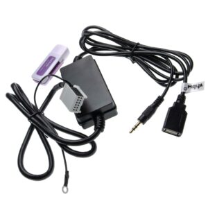 Adaptador AUX com Leitor de Cartão para Rádios Audi, Seat, Skoda, VW - vhbw