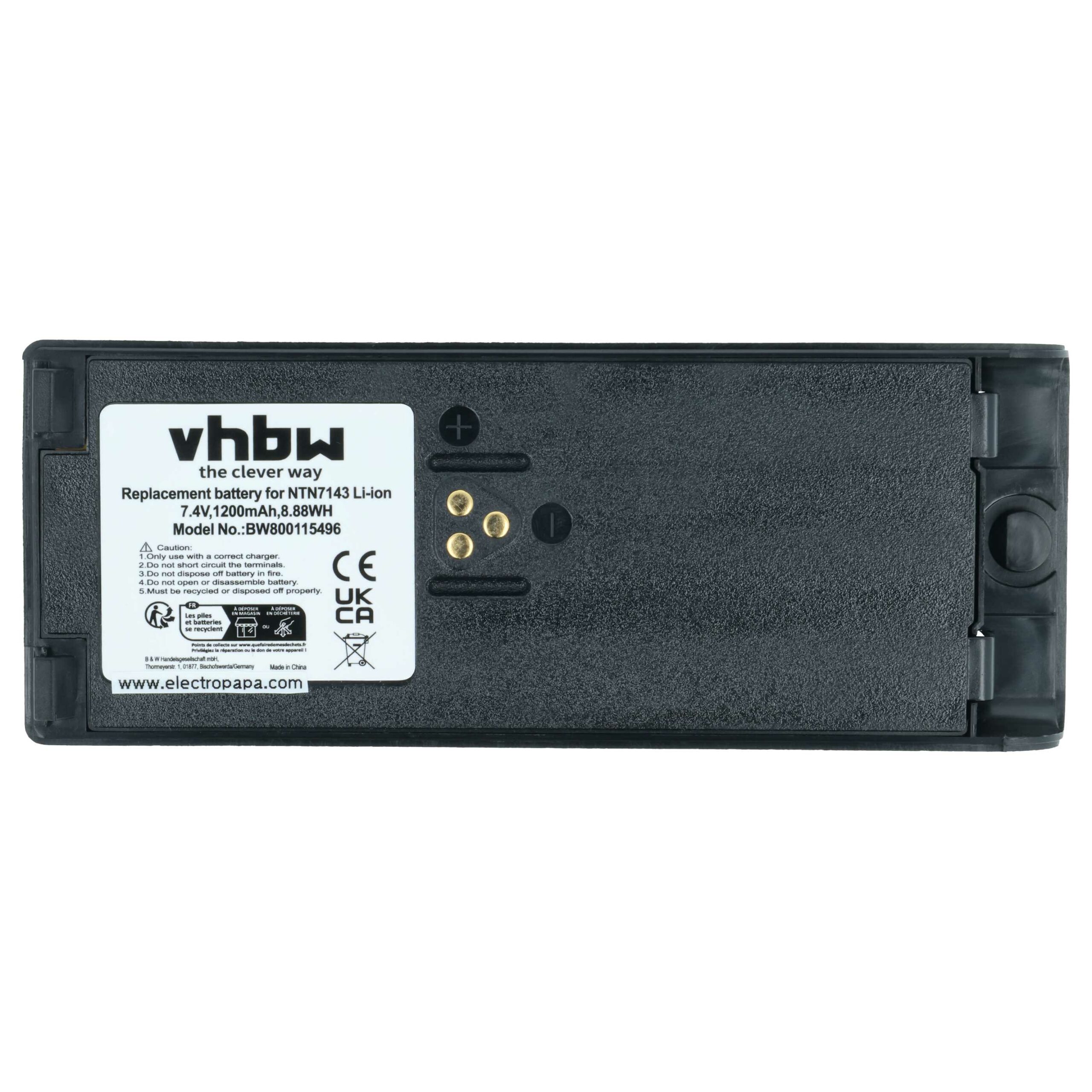 Bateria para Rádio Motorola NTN7143A, NTN7143, FuG11b, NTN7143CR, NTN7143B - 1200 mAh 7.4 V Li-Ion vhbw - Image 3