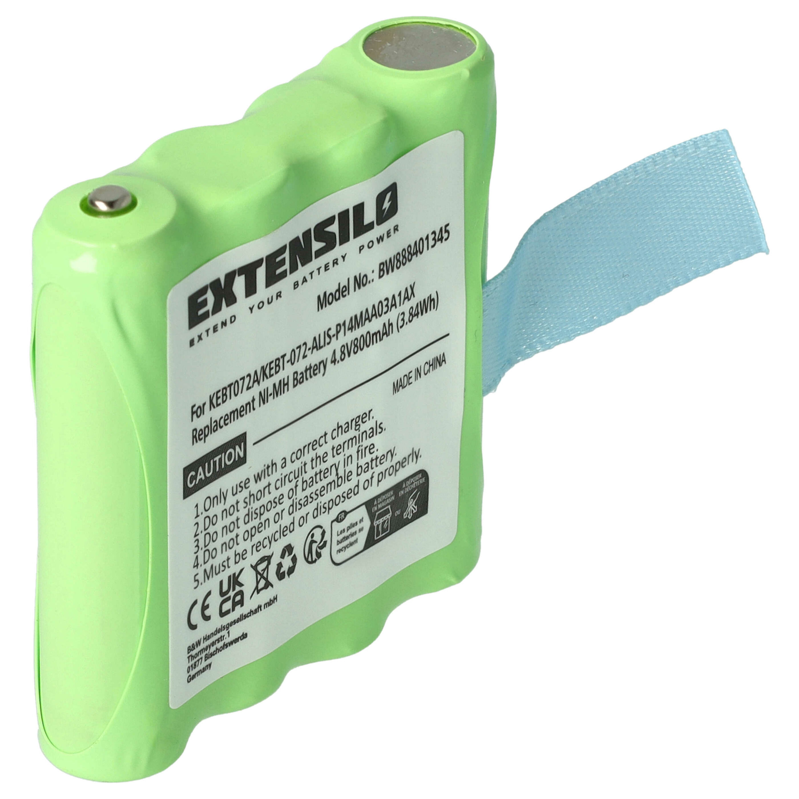 Bateria EXTENSILO para Midland KEBT072A, BATT4R, BATT-4R, KEBT-072-A - 800 mAh 4.8 V NiMH - Image 3