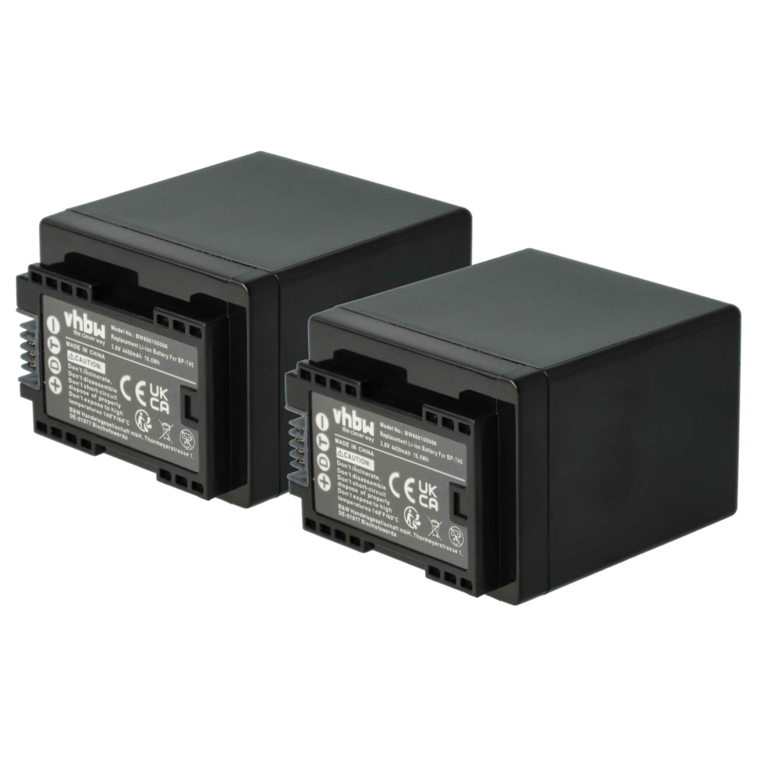 Bateria vhbw 2x para Câmara Canon BP-745, BP-727 - 4450 mAh 3.6 V Li-Ion