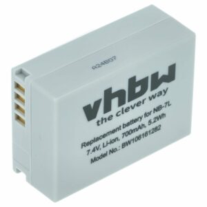 Bateria compatível Canon NB-7L - 700mAh, 7.2V, Li-Ion vhbw