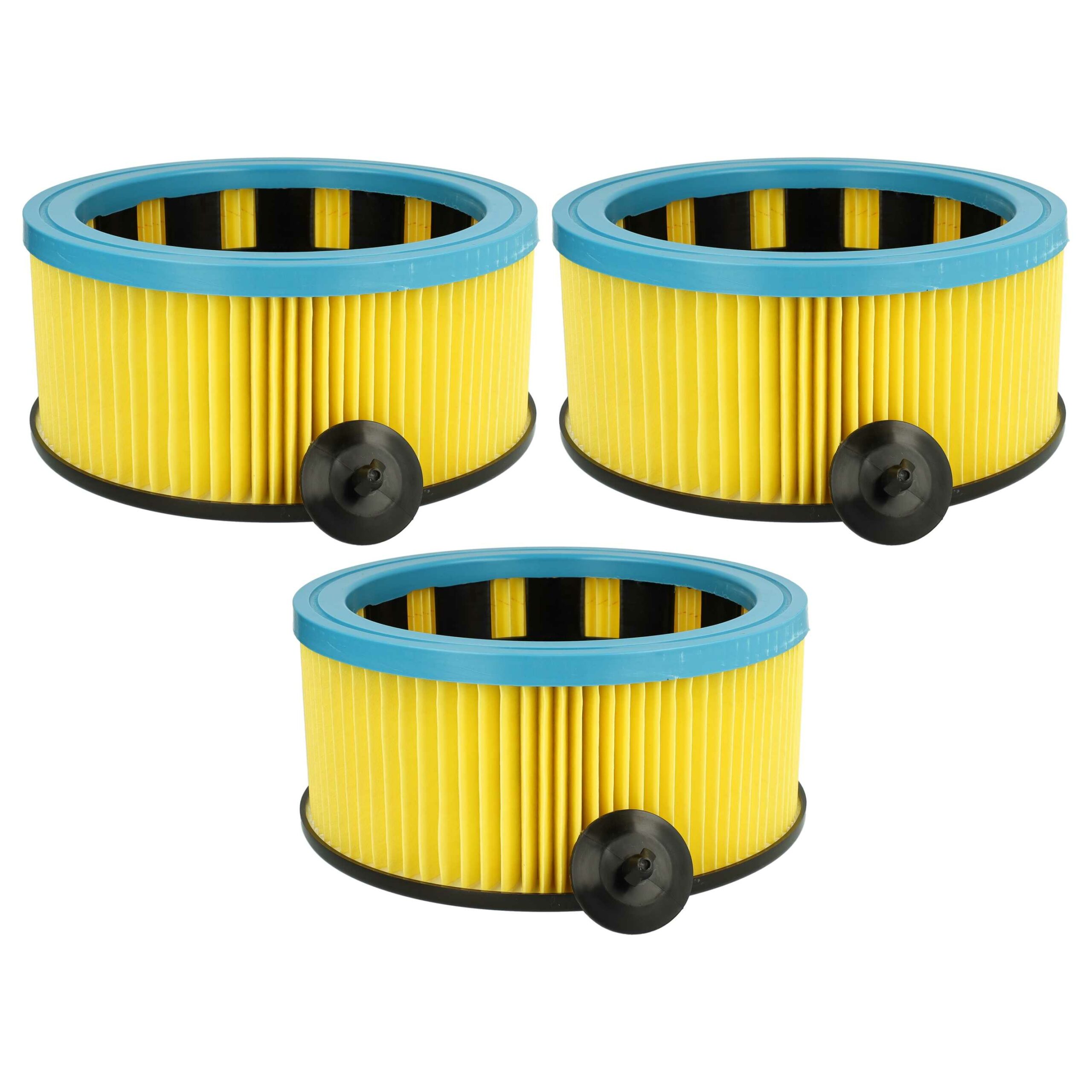 3x Filtros de Cartucho vhbw para Aspiradores Metabo 631753000 e Hitachi - Preto/Azul/Amarelo