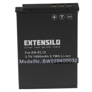 Bateria compatível com Nikon EN-EL12 - 1000mAh, 3.7V, Li-Ion EXTENSILO