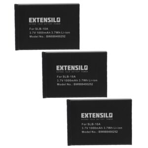 Pack 3x Bateria EXTENSILO compatível Praktica FJ-SLB-10A - 1000mAh, 3.7V, Li-Ion