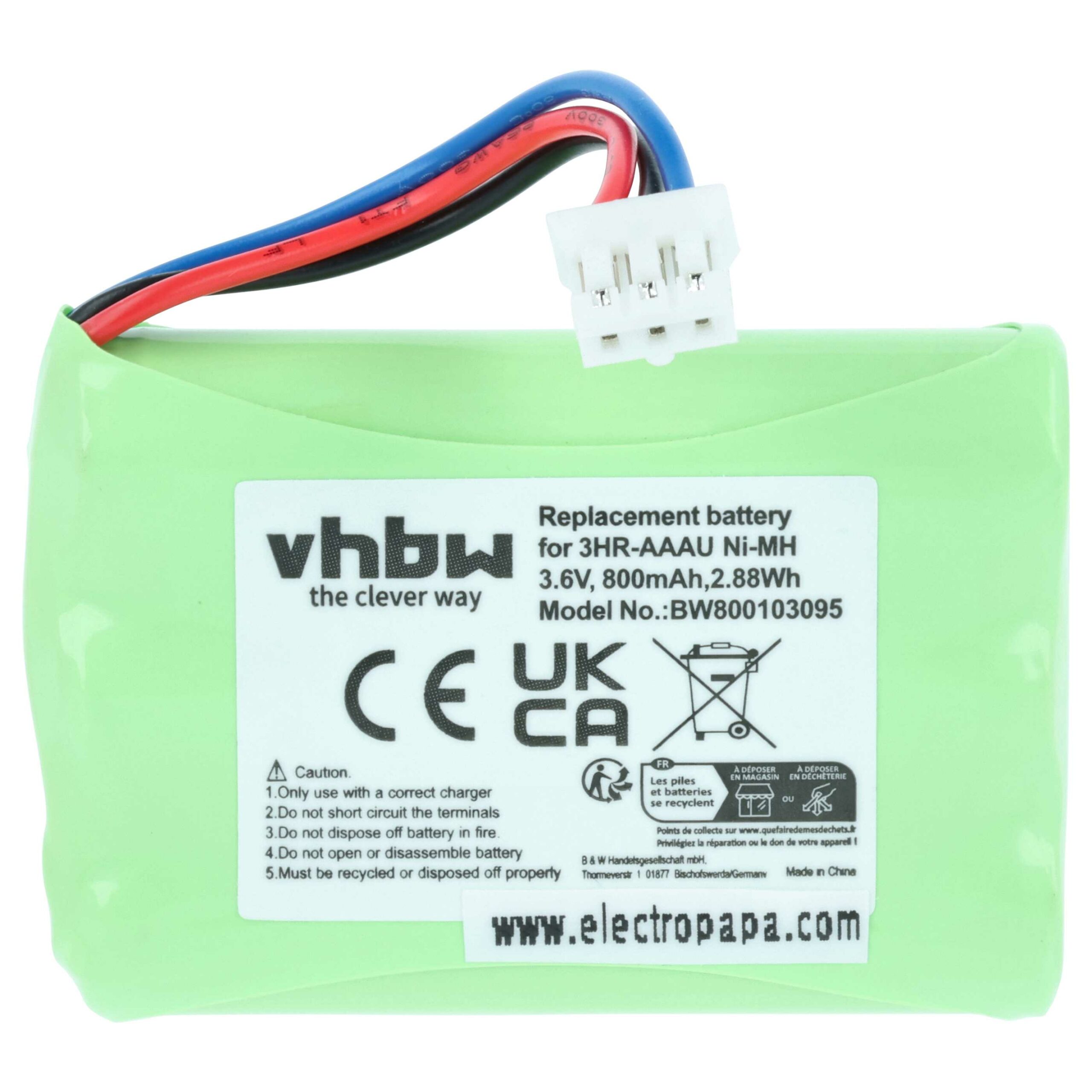 3x Bateria vhbw compatível Bang & Olufsen 3HR-AAAU - 800 mAh 3.6 V NiMH - Image 3