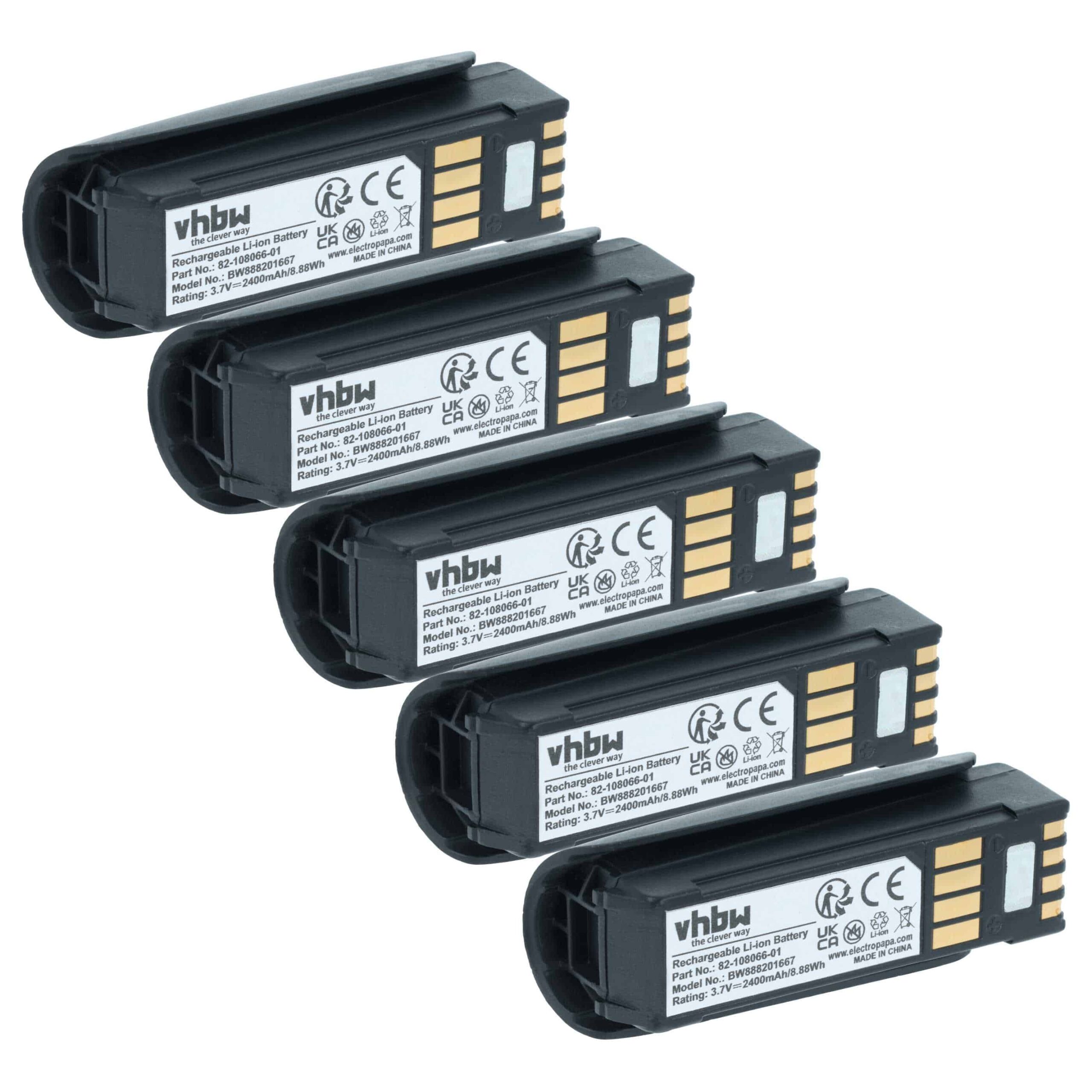 5x Bateria compatível 82-108066-1, KT-BTYMT-01R para Scanner Symbol Motorola Zebra - 2400 mAh 3.7 V