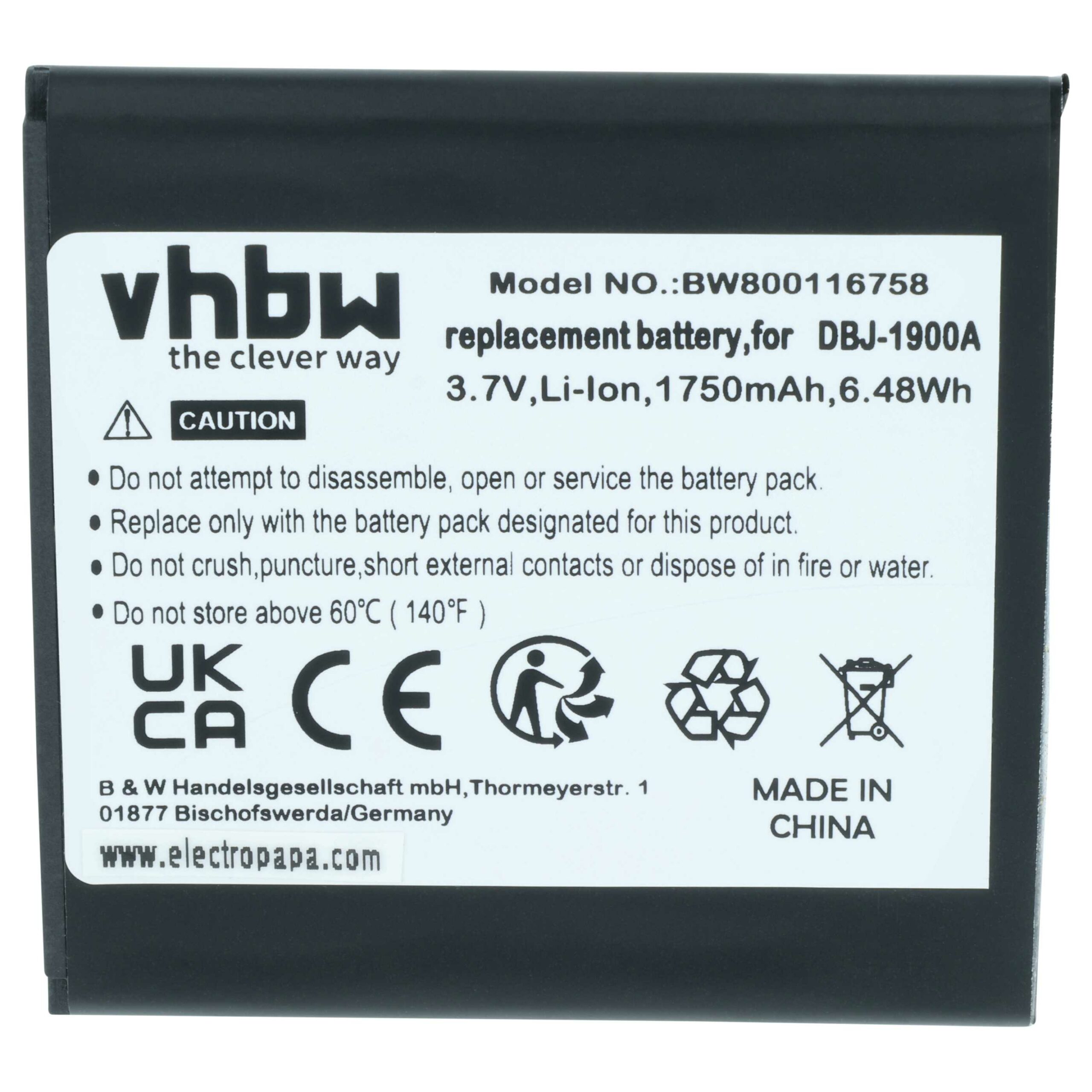 Bateria para Telefone Móvel Doro - Compatível DBJ-1900A - 1750 mAh 3.7 V Li-Ion vhbw - Image 3