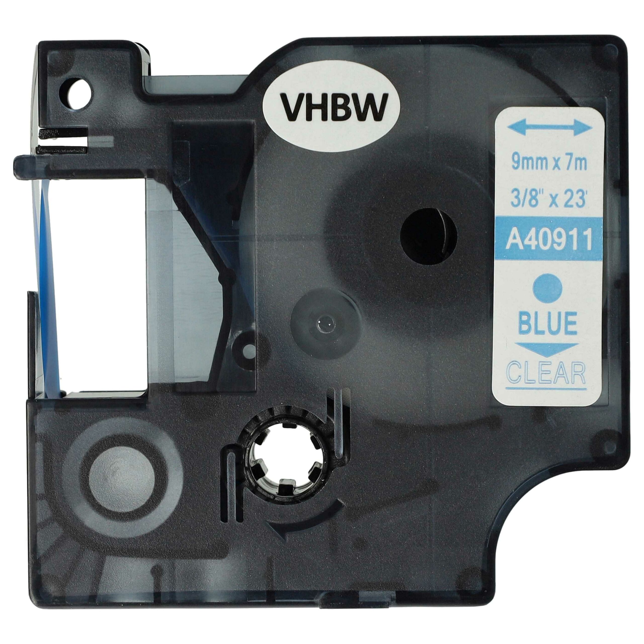 Fita de Etiquetas compatível com Dymo D1 40911 - 9 mm Azul Transparente - Image 3