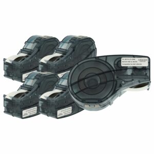 5x Fita de Etiquetas Compatível Brady M21-250-423 - 6.35 mm Preto sobre Branco, Poliéster
