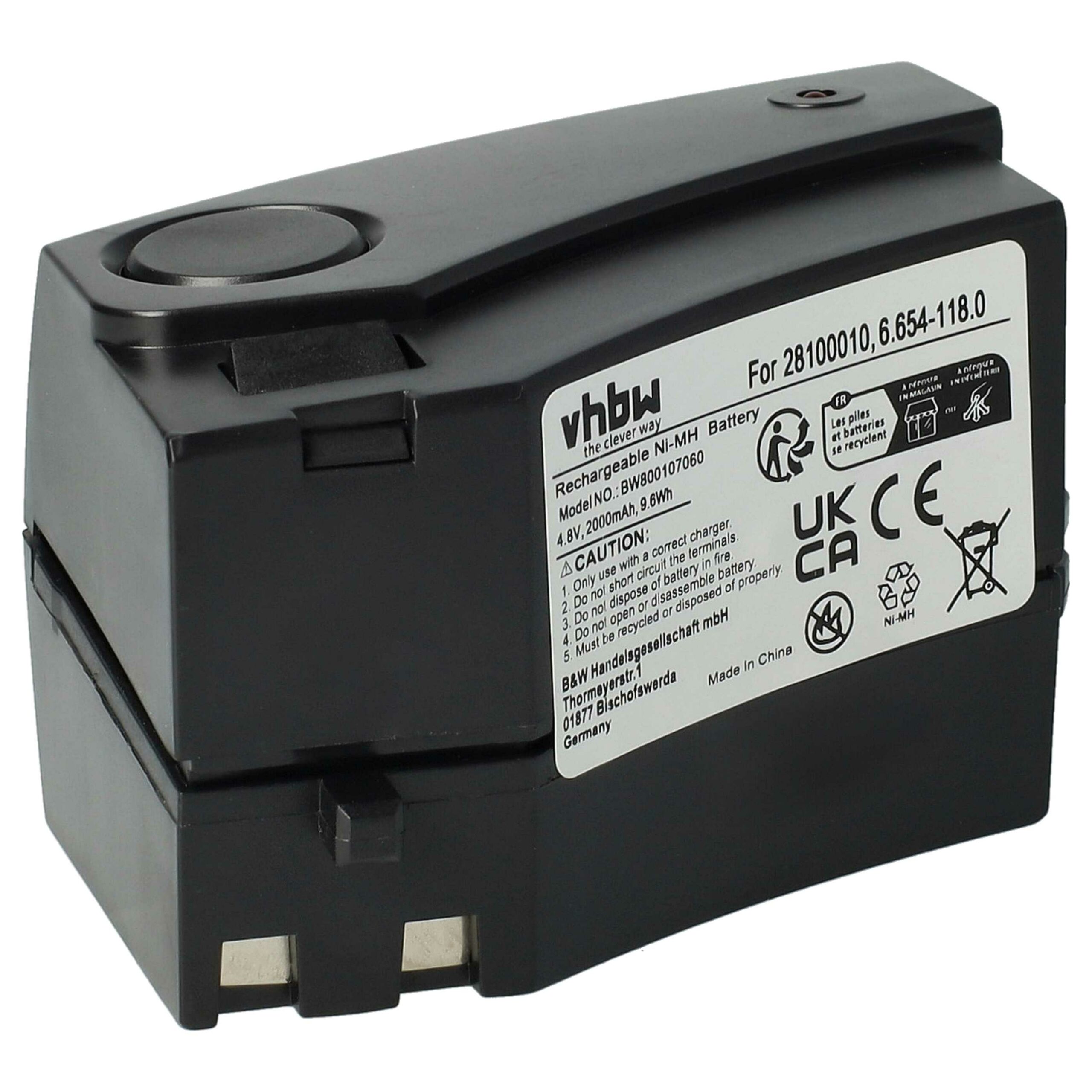 Bateria compatível Kärcher KB 5, K65 Plus, K55 Pet - 2000mAh, 4.8V, NiMH vhbw