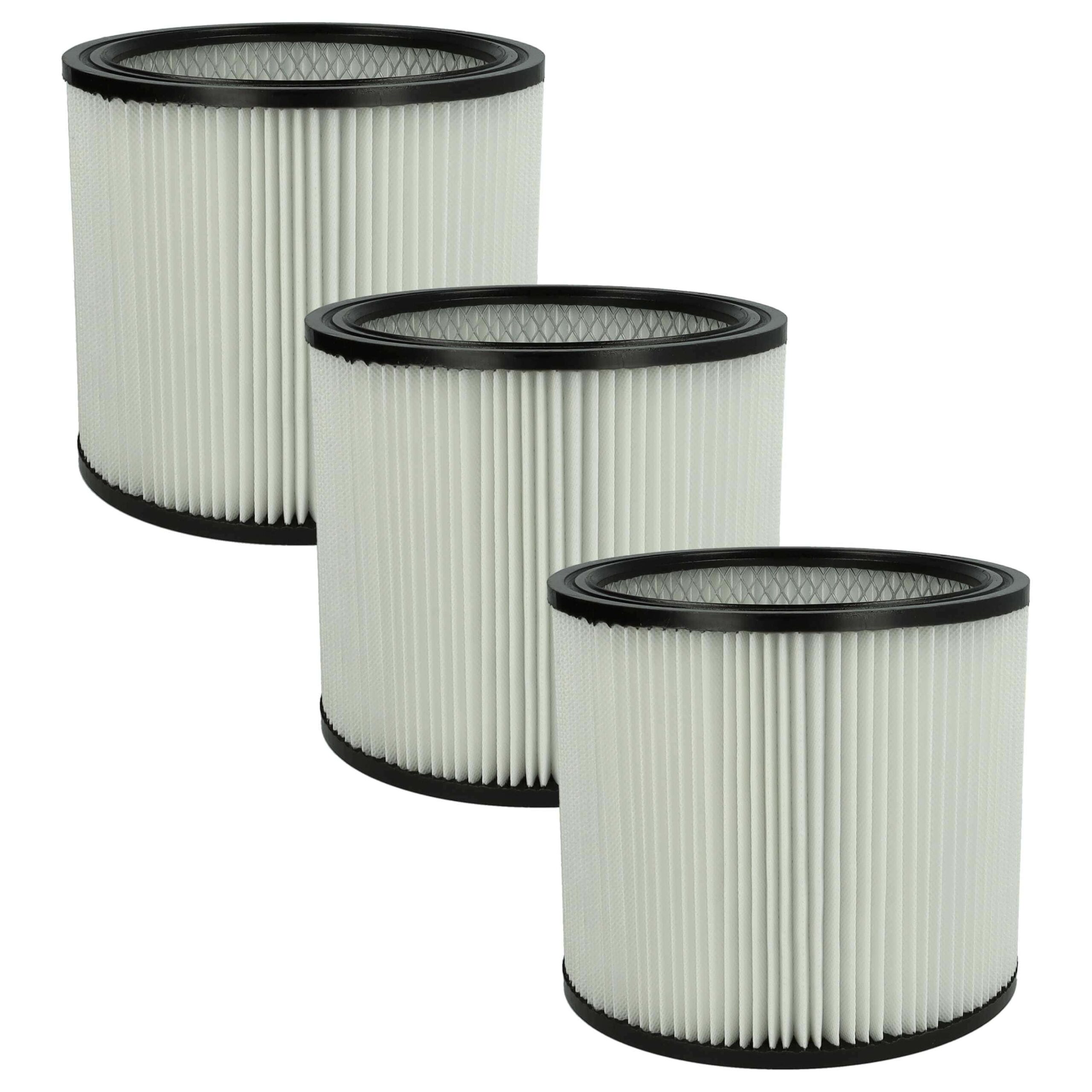 3x Filtros Redondos para Aspirador ShopVac 126282903041, 026282290038 - vhbw, Preto/Branco