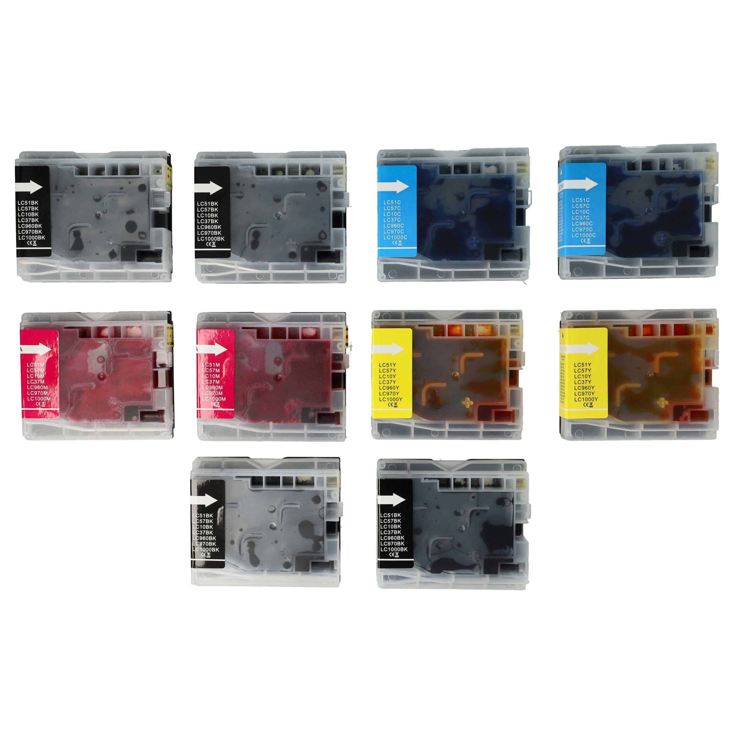 Pack 10 Cartuchos de Tinta vhbw compatíveis Brother LC-1000M, LC-1000C, LC-1000Y, LC-1000BK para DCP-130C - CMYK - Image 3