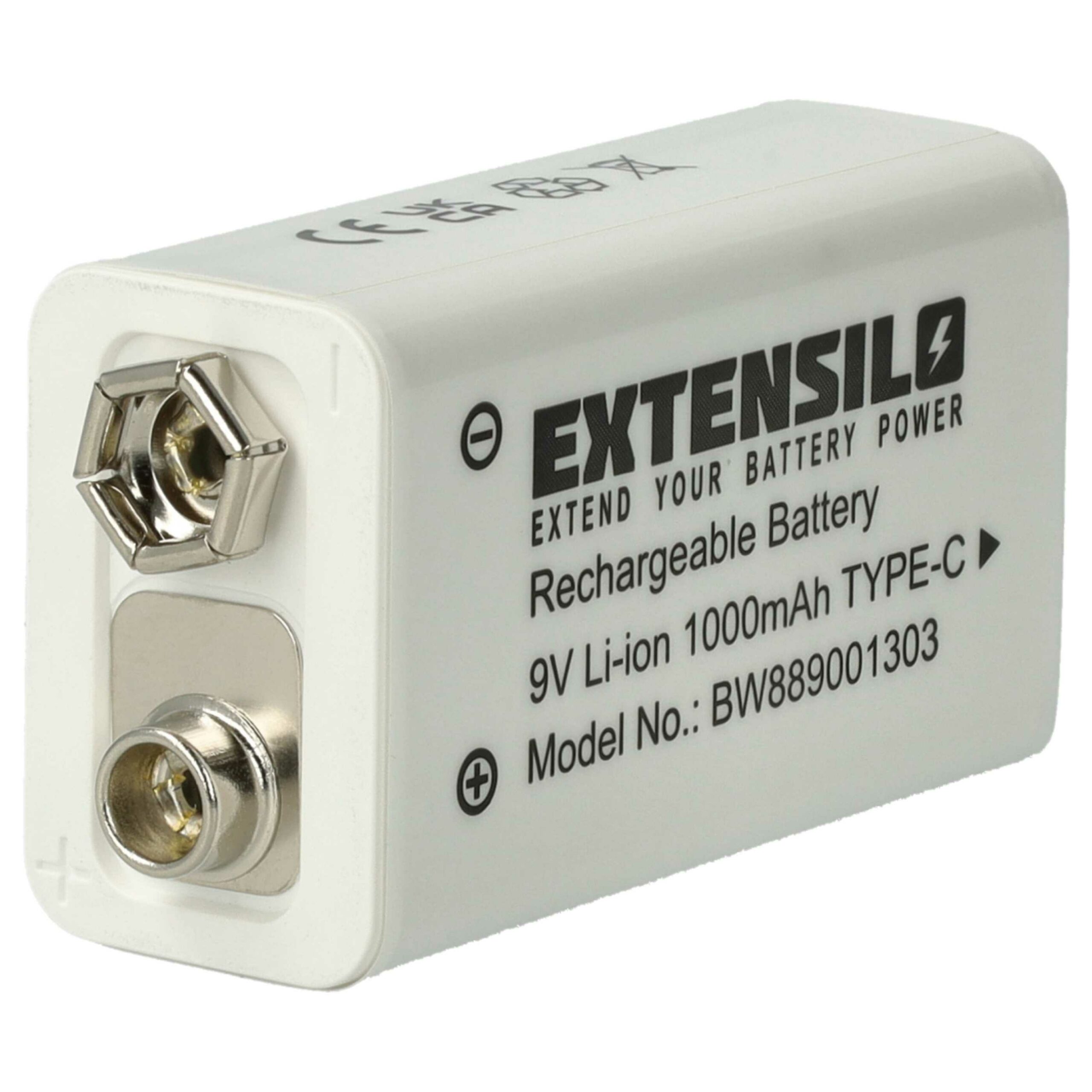 Bateria 9V Li-Ion 2x EXTENSILO compatível com Daitem BATV13 - 1 Ah - Image 3