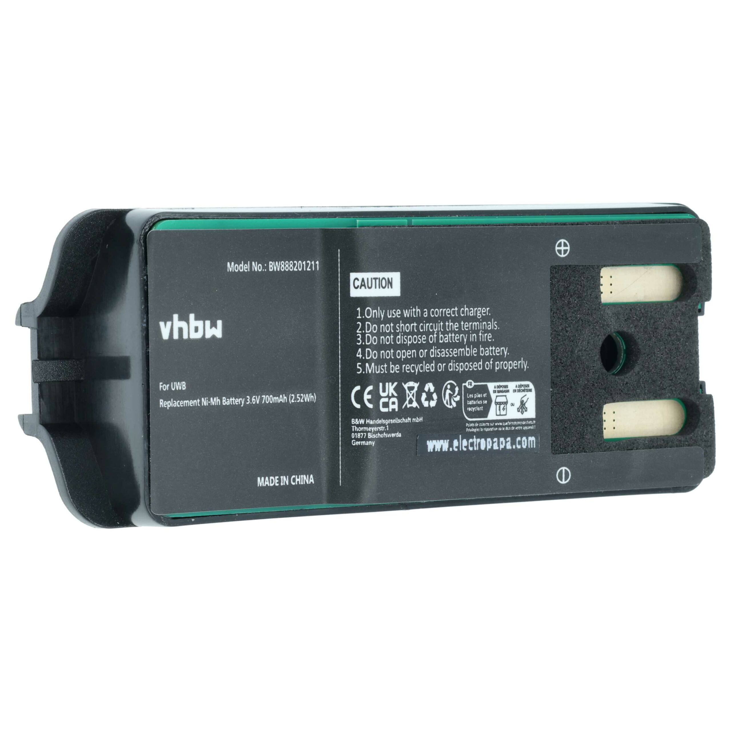 Bateria de Substituição vhbw para Rádio JAY UWB - 700 mAh 3.6 V NiMH