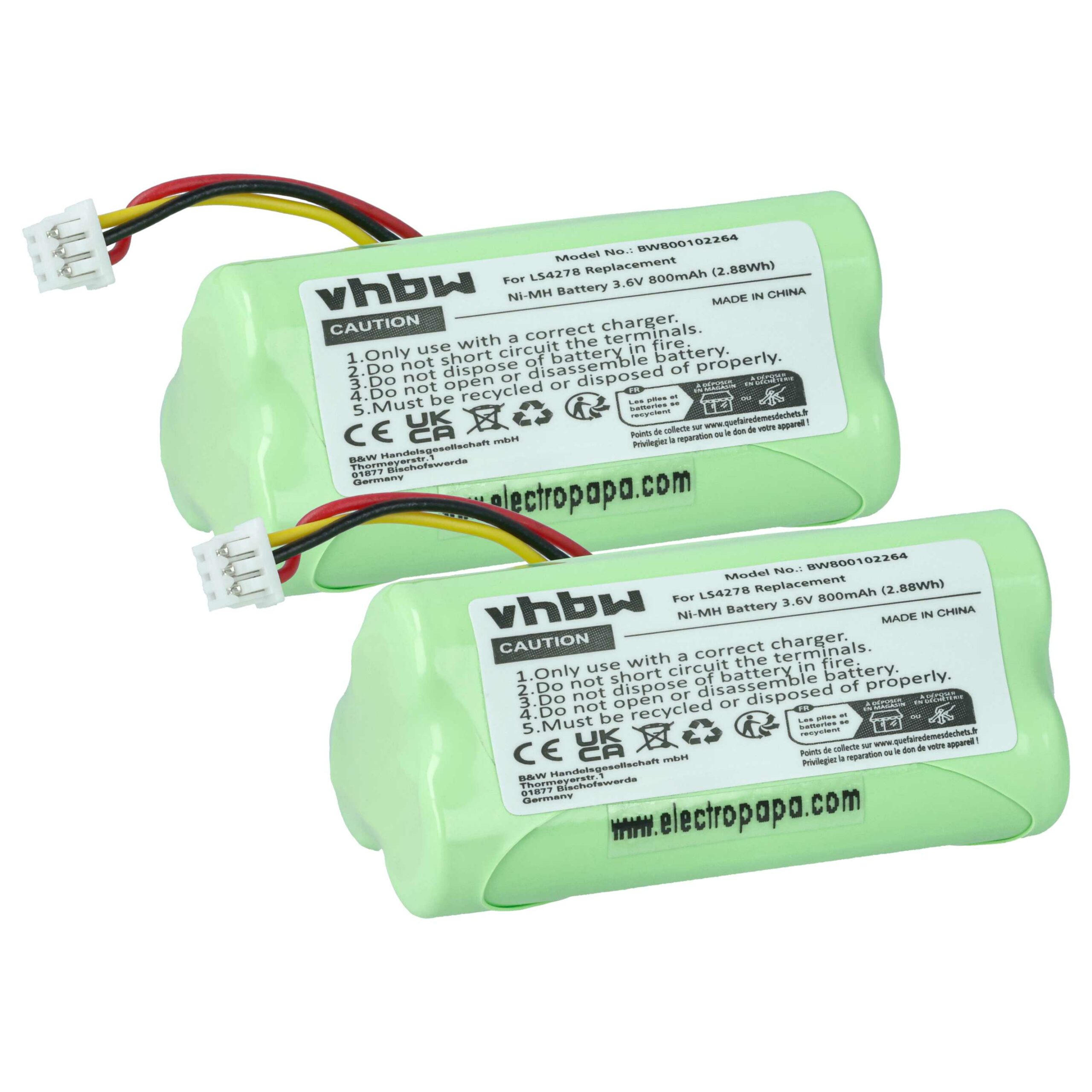 2x Bateria Compatível com Symbol Barcode Scanner POS - 82-67705-01, BTRY-LS42RAAOE-01 - 800 mAh 3.6 V