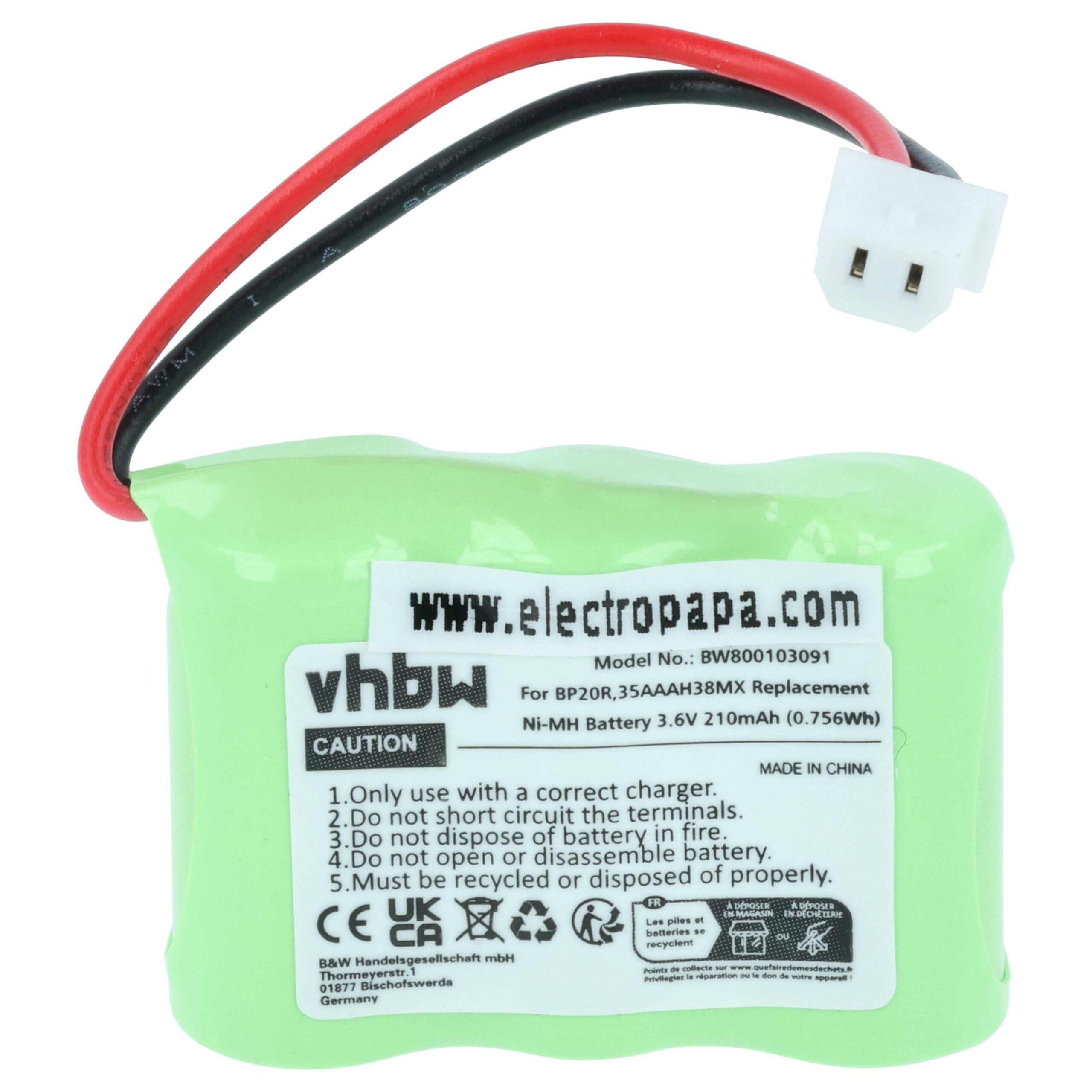 Bateria vhbw para Dogtra 35AAAH3BMX, BP20R - 210 mAh 3.6 V NiMH - Image 3