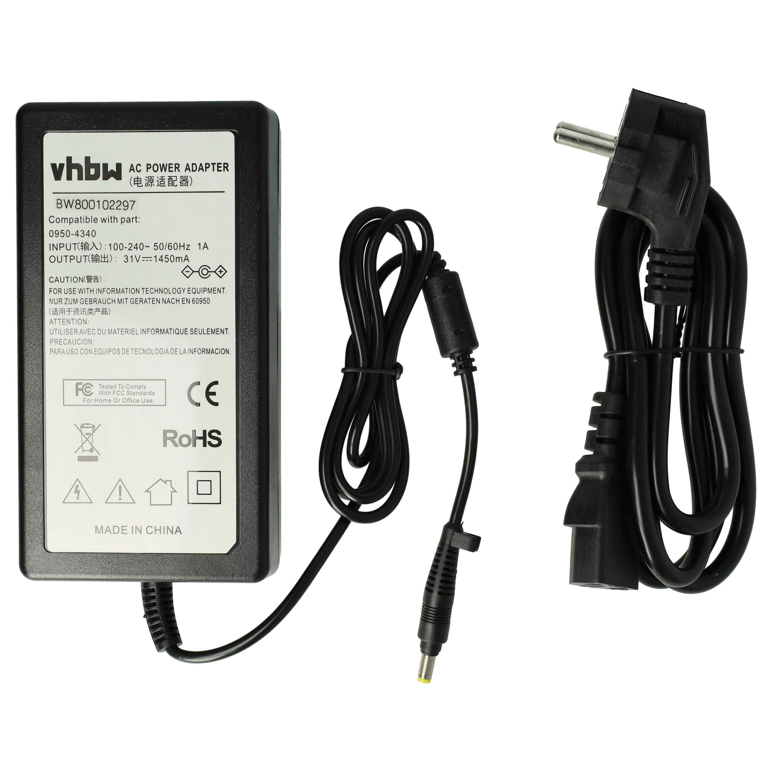 Adaptador de Alimentação de Rede vhbw substitui HP 0950-4340 para Impressora