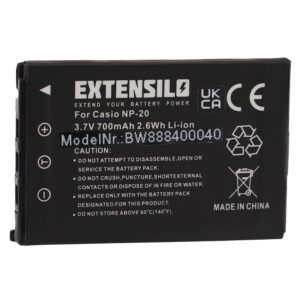 Bateria EXTENSILO compatível Casio NP-20 - 700mAh, 3.7V, Li-Ion