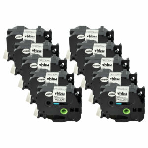 Pack 10x Fita Rotuladora Compatível Brother TZ-261, TZE-261 - 36 mm Preto sobre Branco