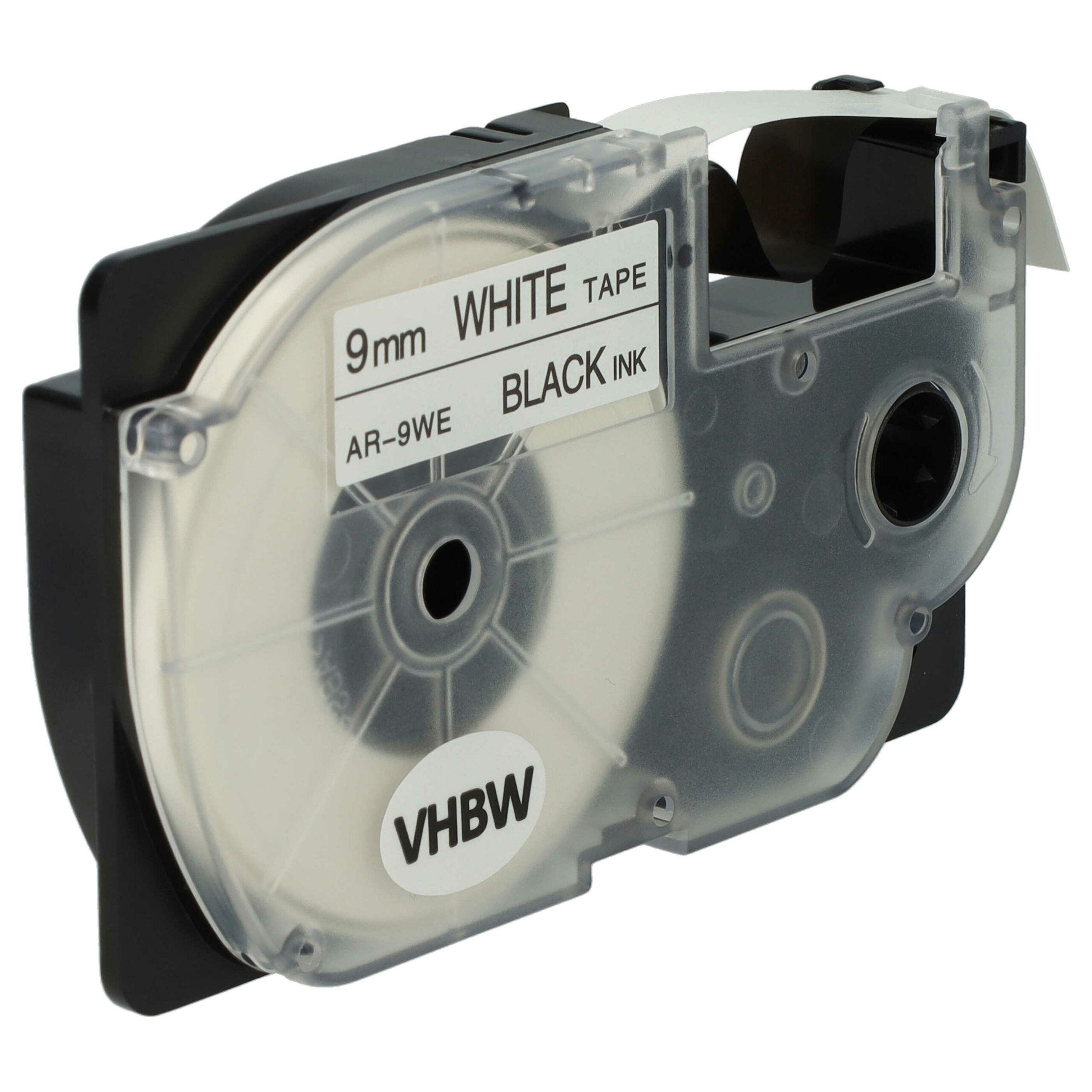 5x Fita de Etiquetas compatível com Casio XR-9WE, XR-9WE1 - 9 mm Preto sobre Branco - Image 3