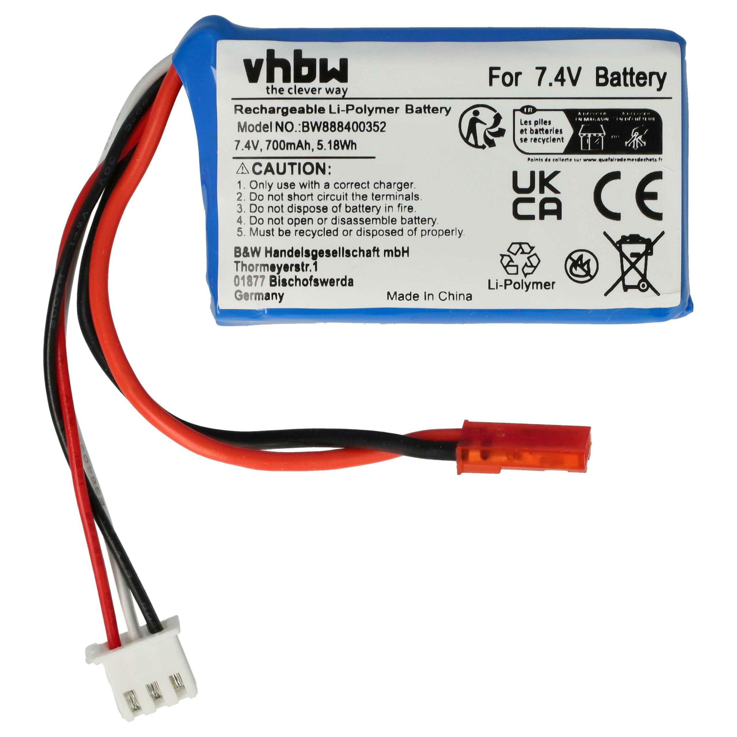Bateria Li-polymer 700 mAh 7.4 V vhbw para Modelos RC - Conector BEC - Image 3