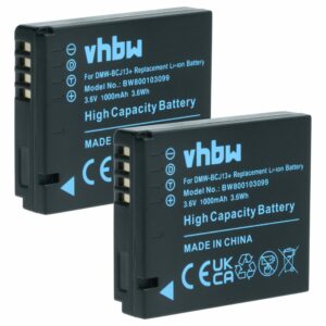2x Bateria vhbw para Leica BP-DC10E, BP-DC10 - 1000mAh, 3.6V, Li-Ion com Chip de Informação