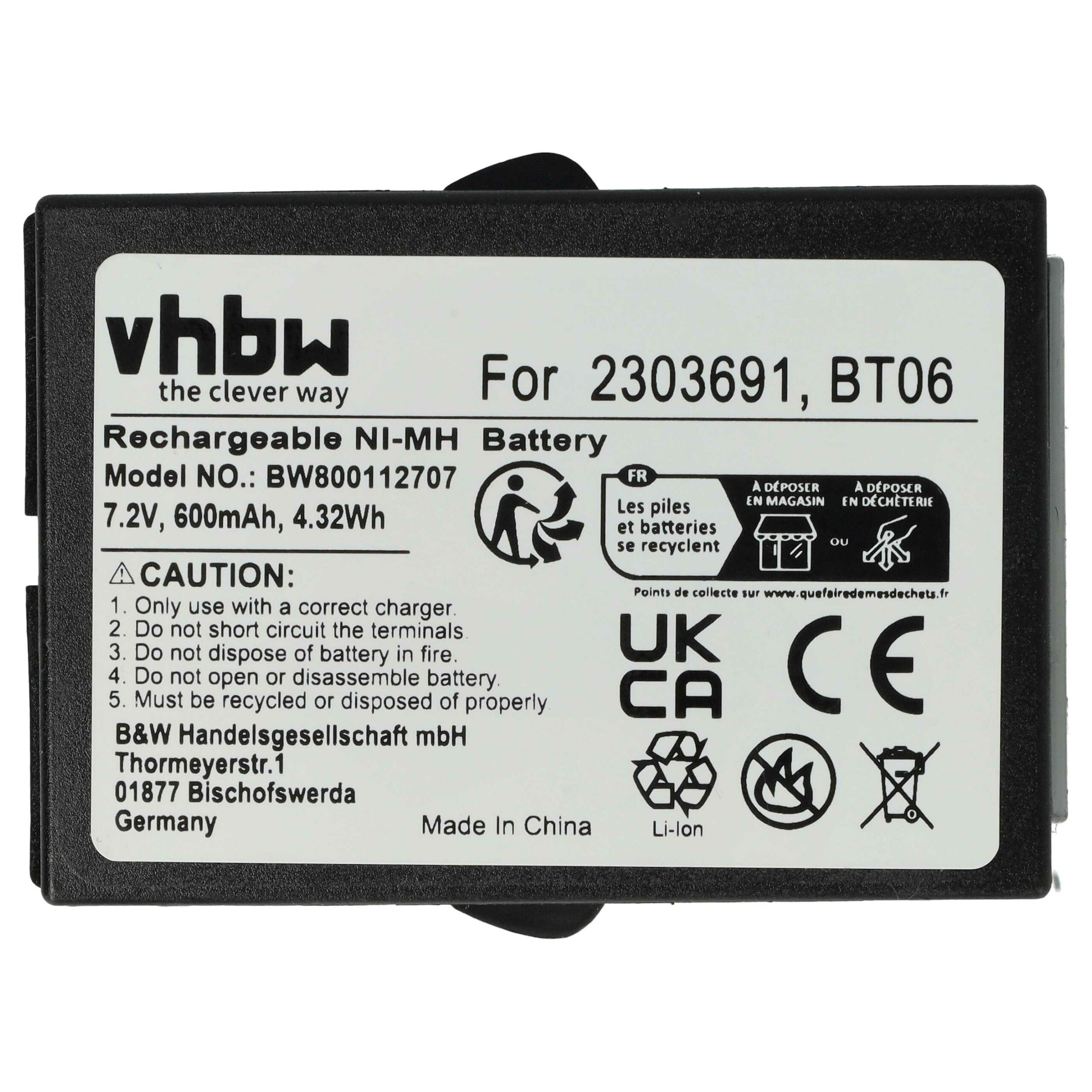Bateria de Substituição vhbw para Danfoss 2303691, BT06 Comando Remoto - 600 mAh (Pack 5) - Image 3