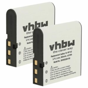 2x Bateria vhbw compatível com BenQ NP-40DBA, NP-40, NP-40DCA - 950mAh, 3.6V, Li-Ion