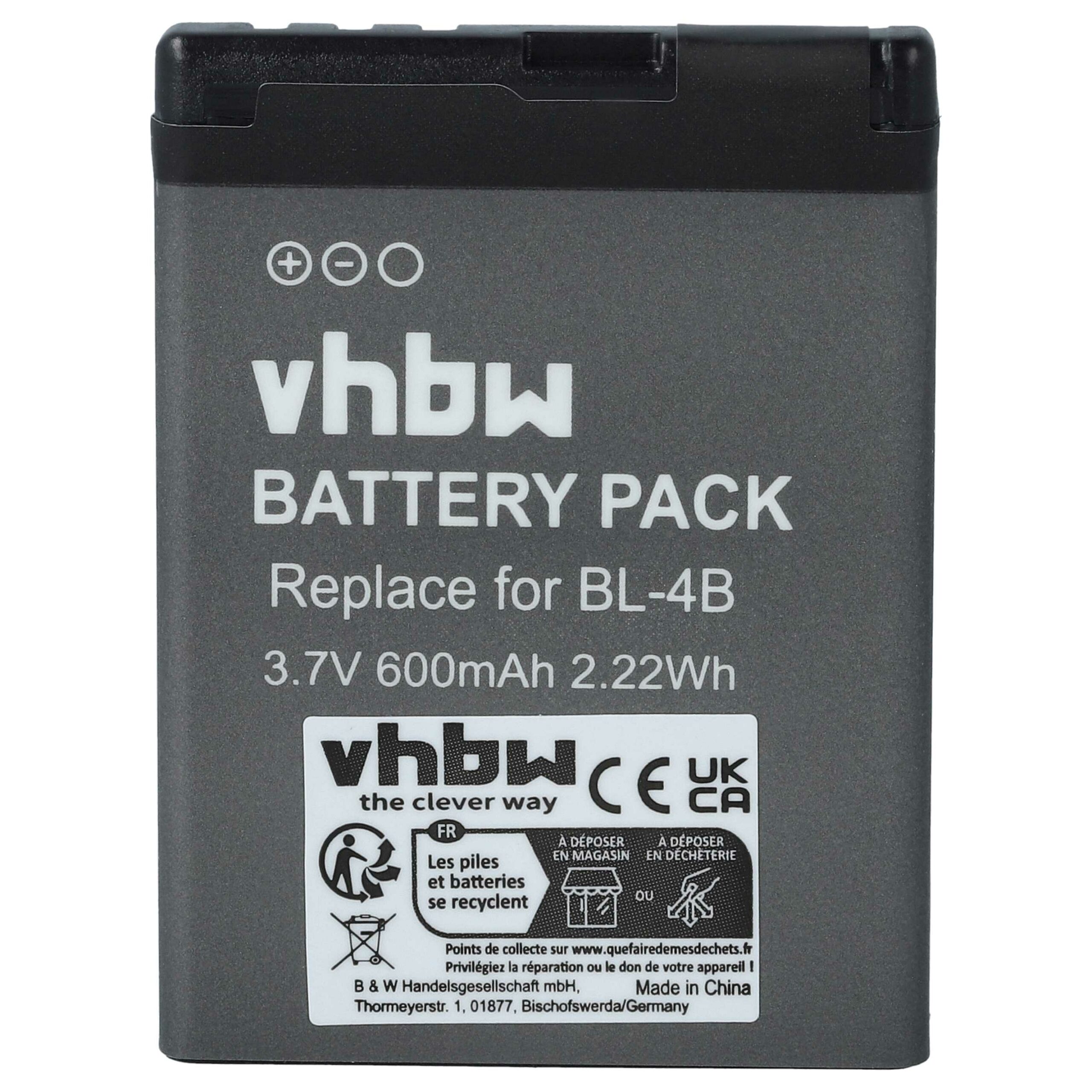 Bateria para Telemóvel Nokia BL-4BA, BL-4B - 600 mAh 3.7 V Li-Ion vhbw - Image 3