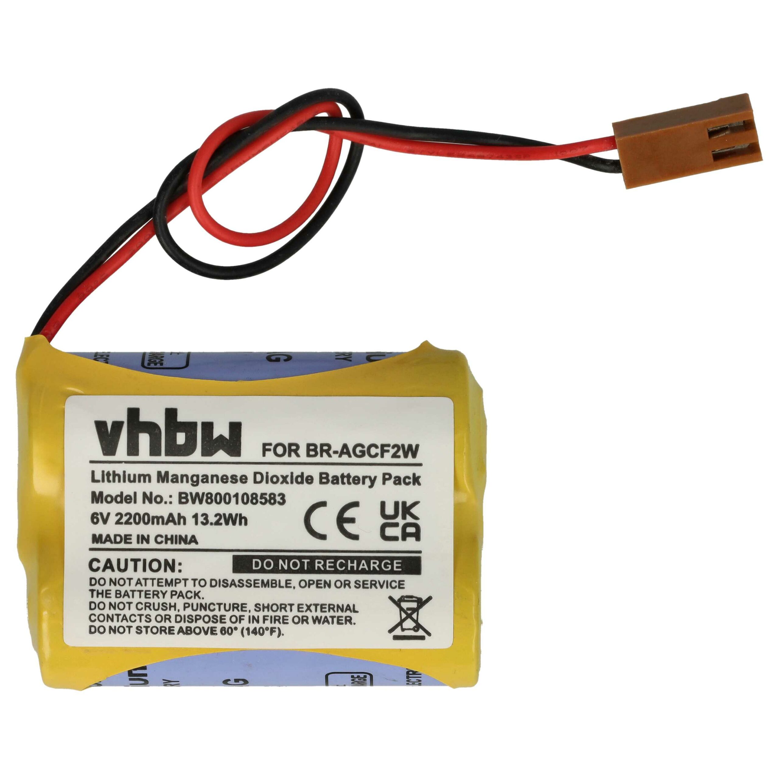 Bateria vhbw para Controlador CNC GE Fanuc BR-ACF2P, BR-AGCF2W, BR-AGCF2P - 2200 mAh 6V Li-MnO2 - Image 3