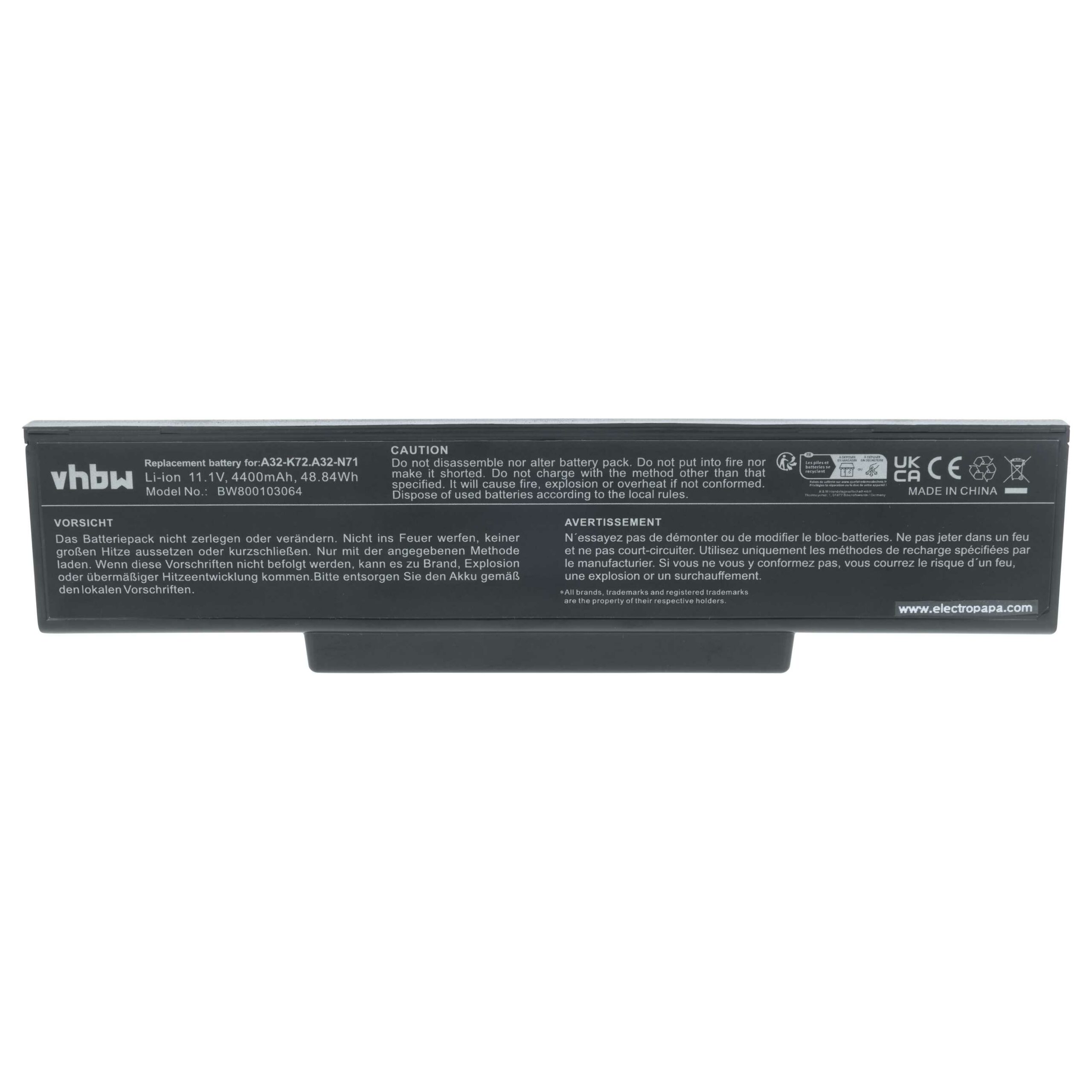 Bateria vhbw para Asus 70-NZY1B1000Z, 70-NX01B1000Z, 70-NXH1B1000Z - 4400 mAh 11.1 V Li-Ion - Image 3