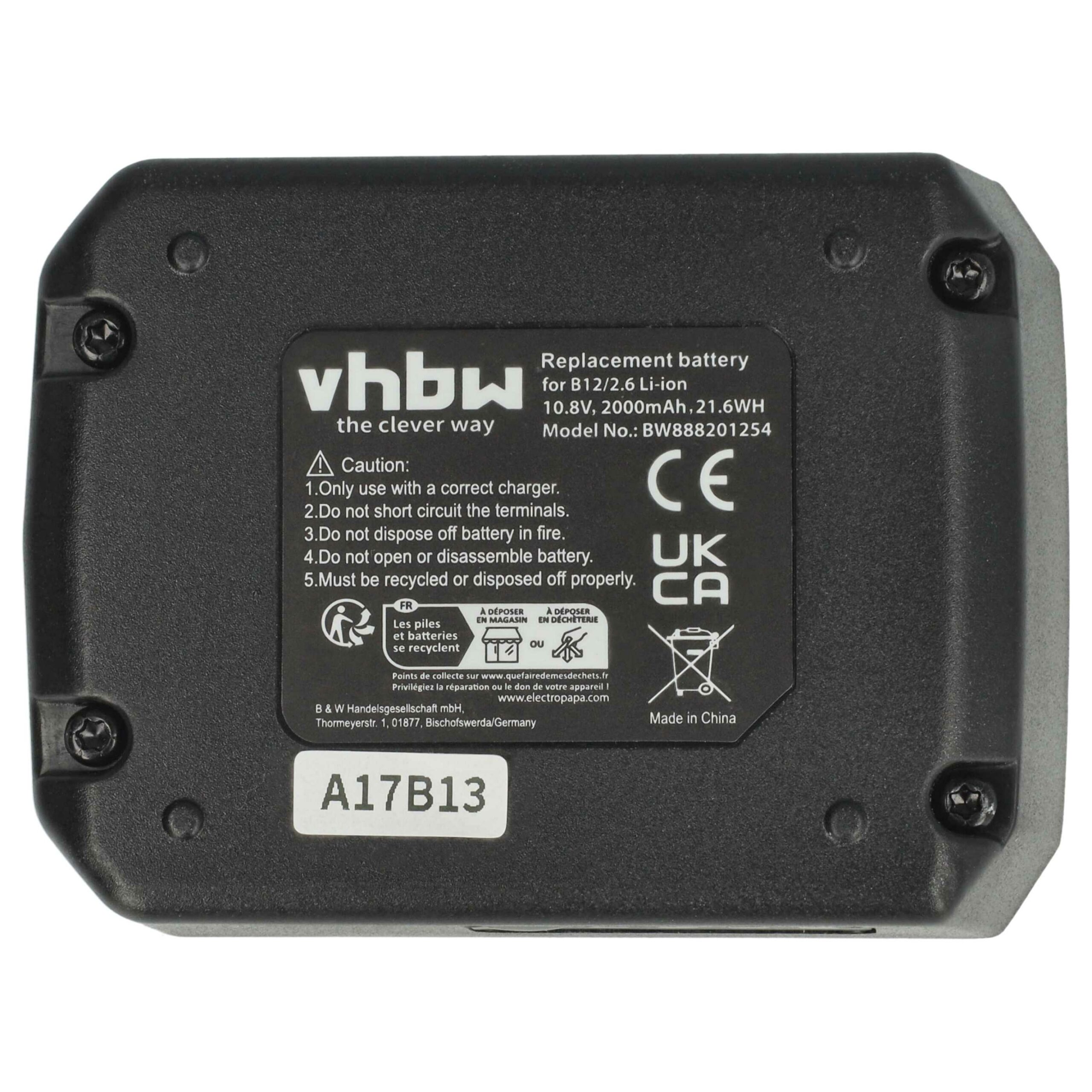 2x Bateria vhbw para Hilti B 12/4.0, B 12/2.6 - 2000 mAh, 10.8 V, Li-Ion - Image 3