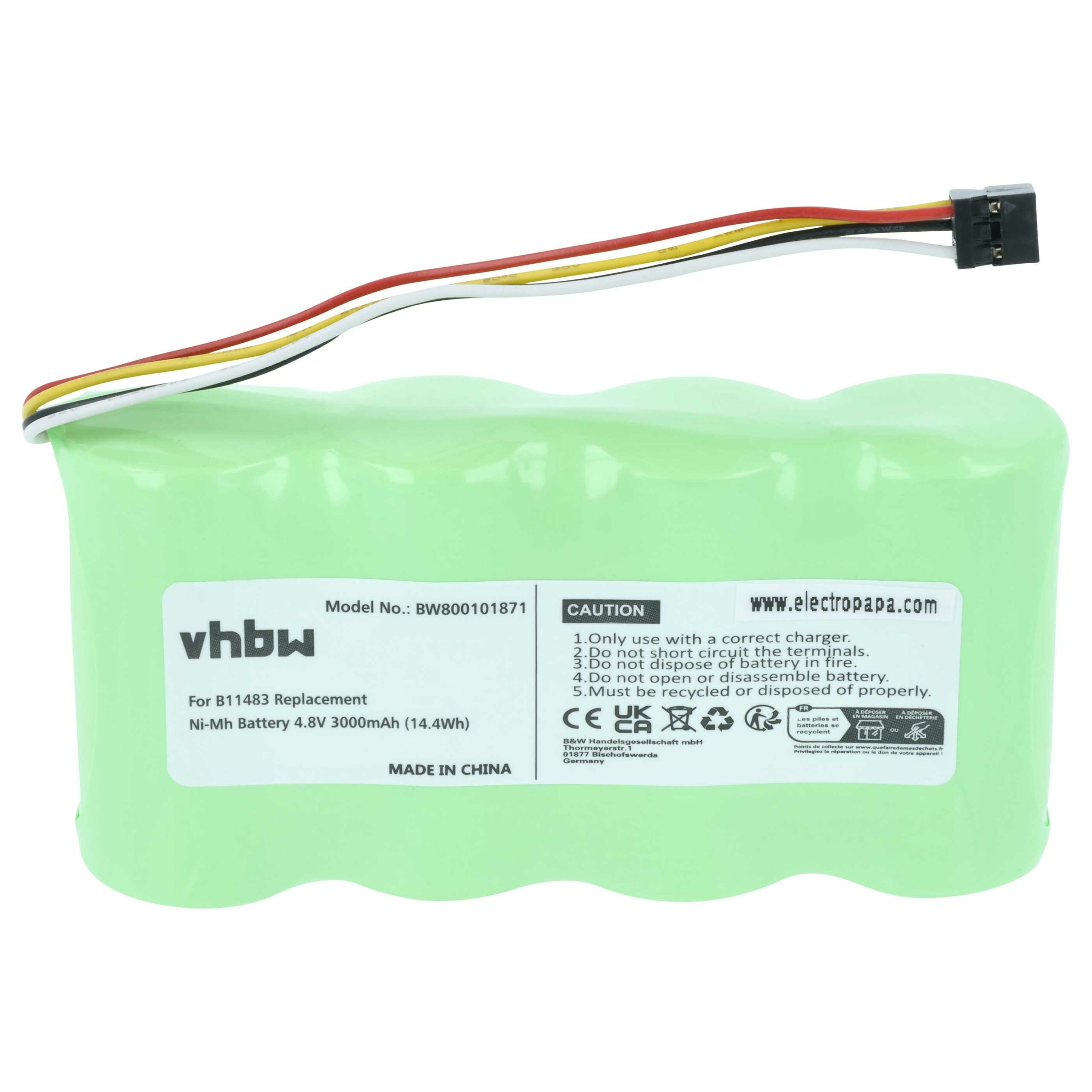 Bateria vhbw compatível com Fluke BP120MH, B11483, BP120 - 3000 mAh 4.8 V NiMH - Image 3