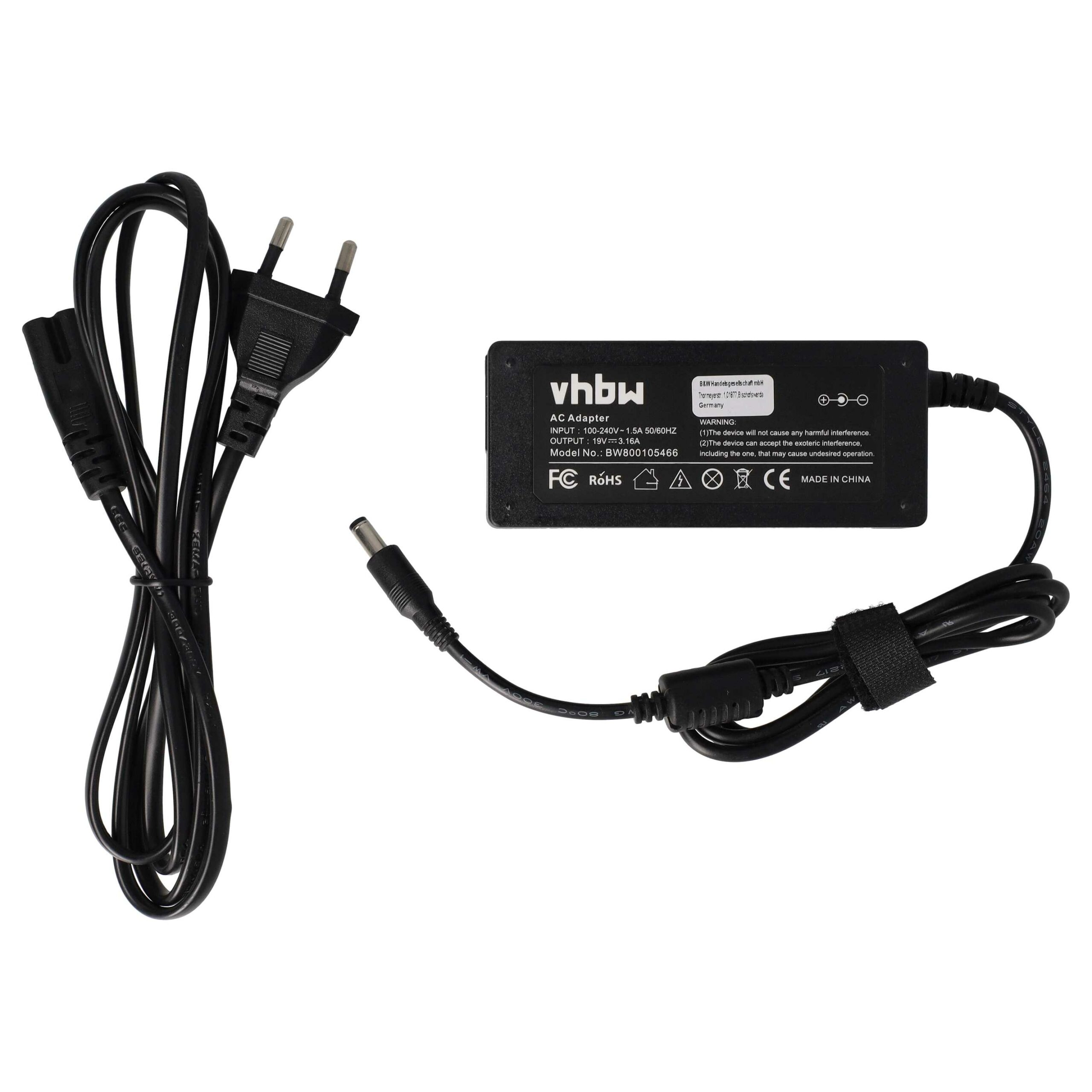 Adaptador de Alimentação para Portátil Acer vhbw 60W - Substitui 25.10064.041, 25.10135.011, 25.10068.121