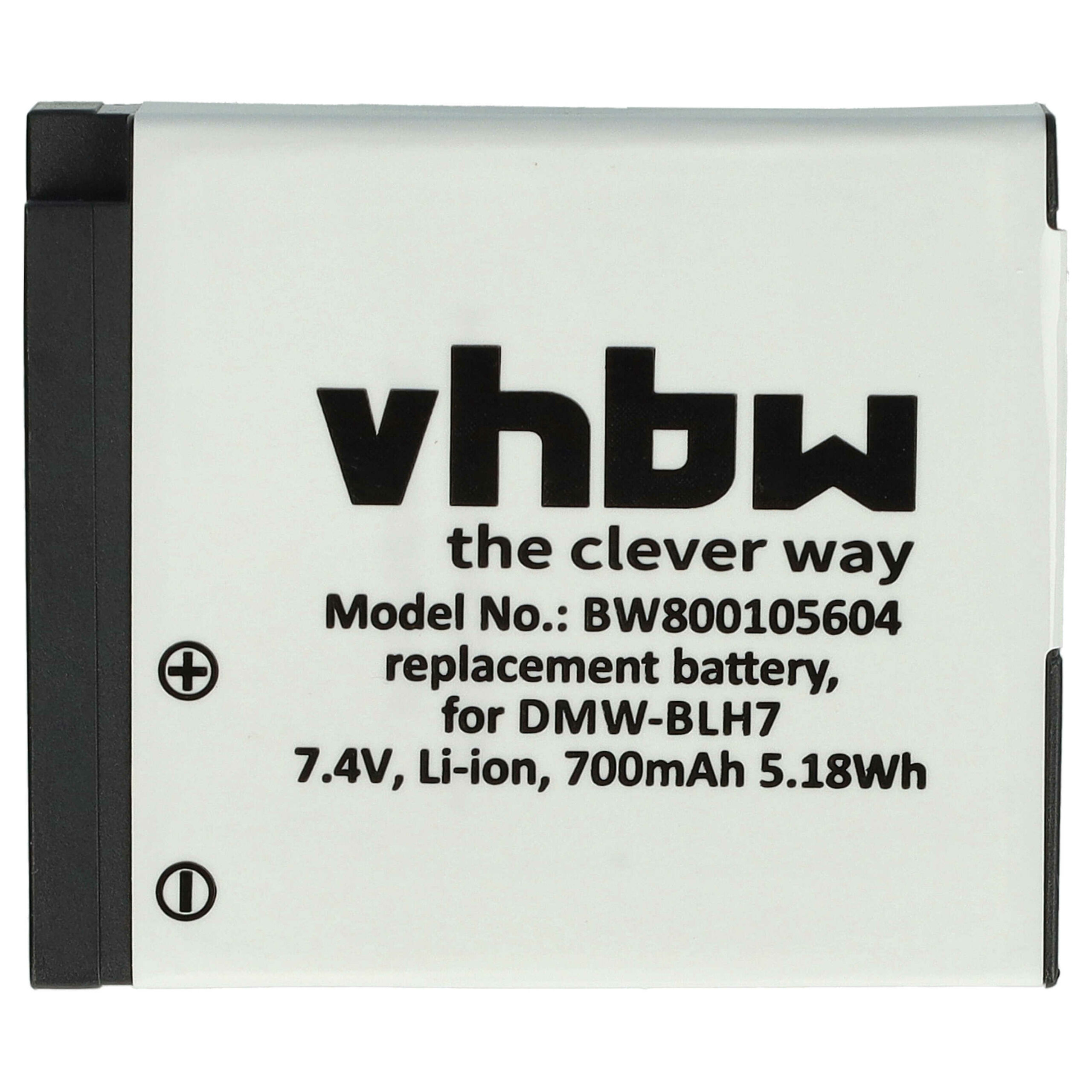 Bateria vhbw compatível com Panasonic DMW-BLH7E, DMW-BLH7, DMW-BLHPP, DMW-BLH7PP - 600mAh, 7.2V, Li-Ion com chip de informação - Image 3
