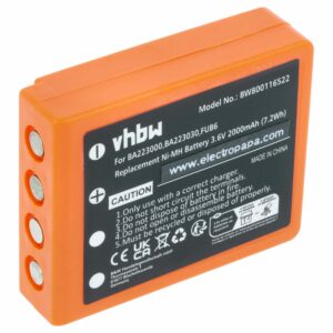 Bateria de Substituição vhbw para Comando Industrial HBC FBFUB09N - 2000 mAh