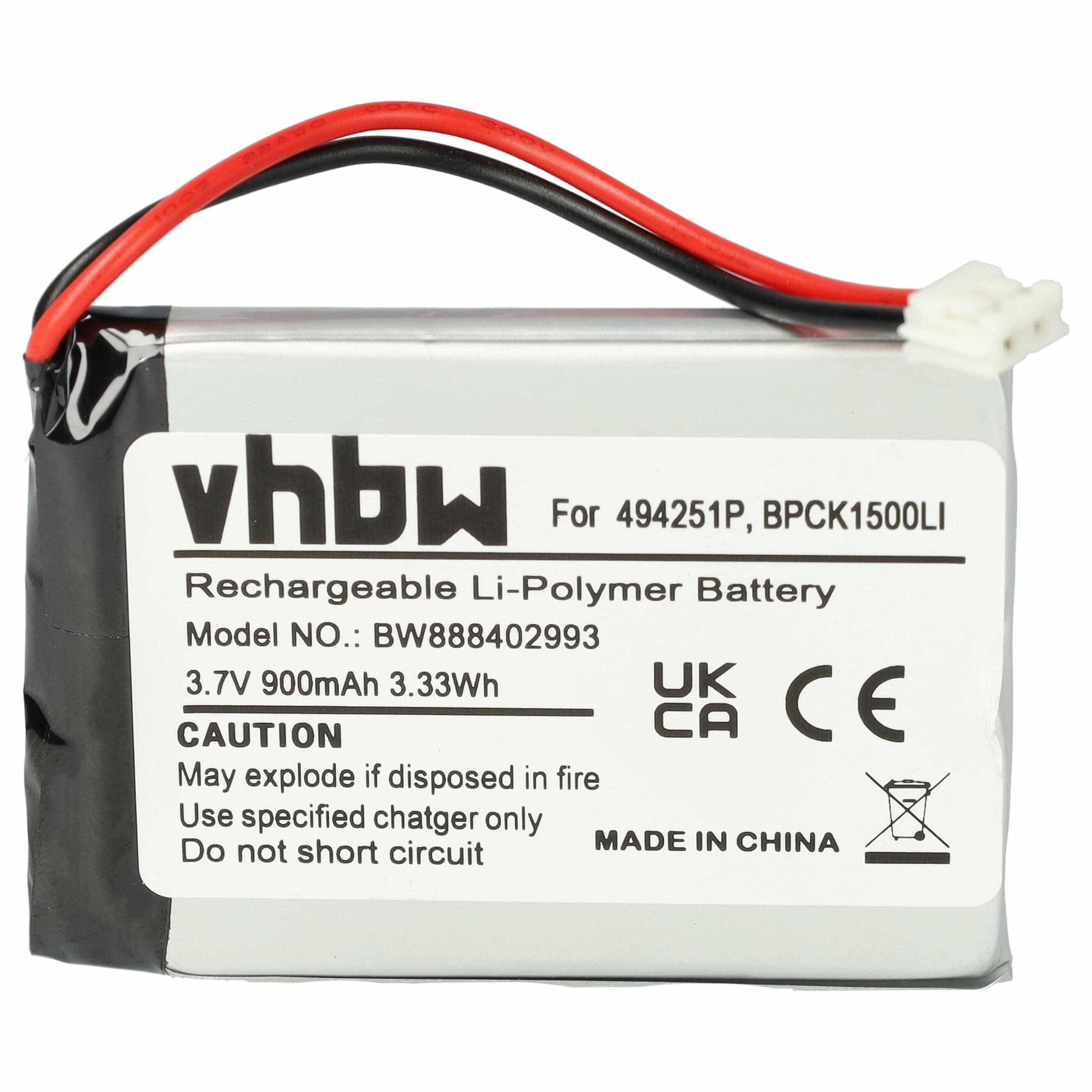 Bateria para Monitores de Bebé vhbw - Compatível Audioline 494521P, BPCK1500LI, 494251P - 900 mAh 3.7 V Li-Polímero