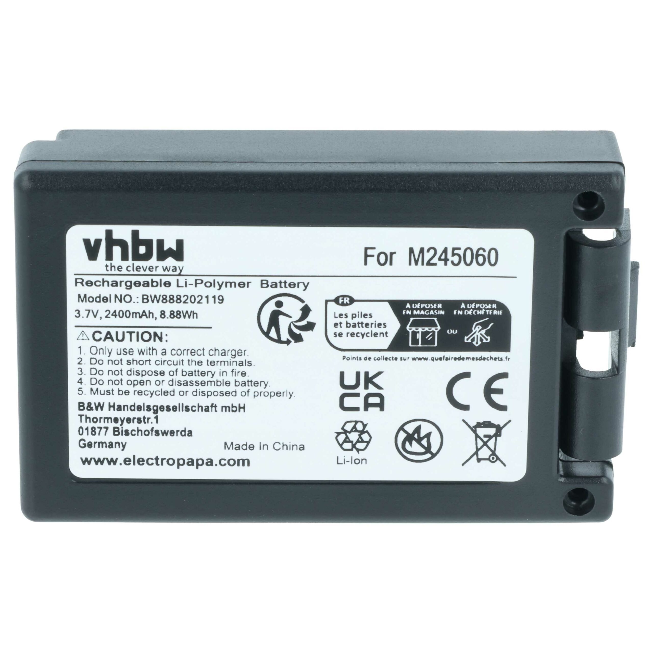 Bateria de Substituição para Telecomando Industrial Teleradio M245060 - 2400 mAh vhbw - Image 3