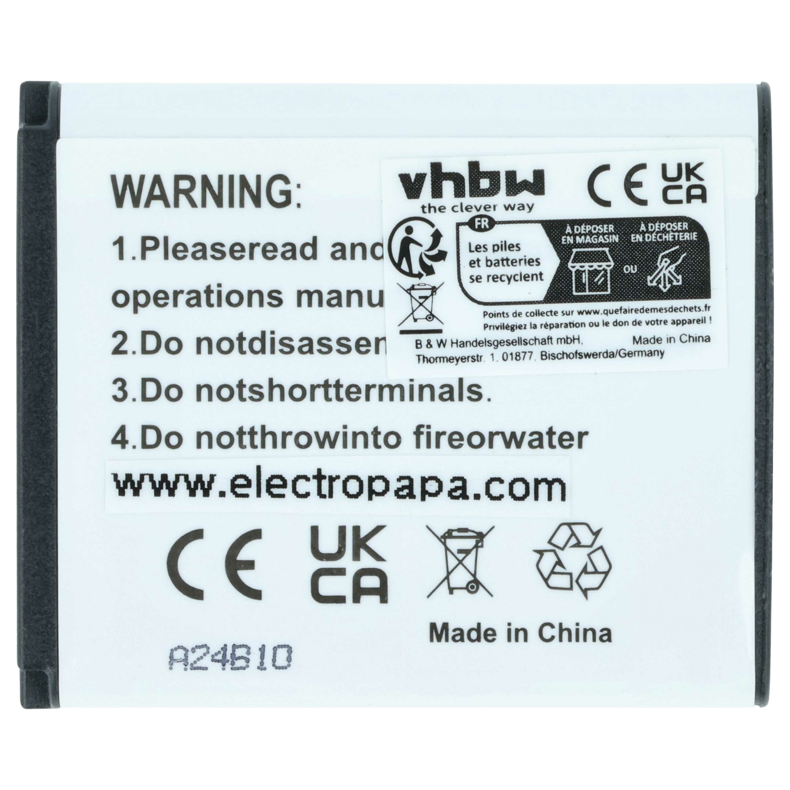 Bateria vhbw compatível com Casio NP-160, NP-110DBA, NP-110, NP-110L - 750mAh, 3.6V, Li-Ion - Image 4