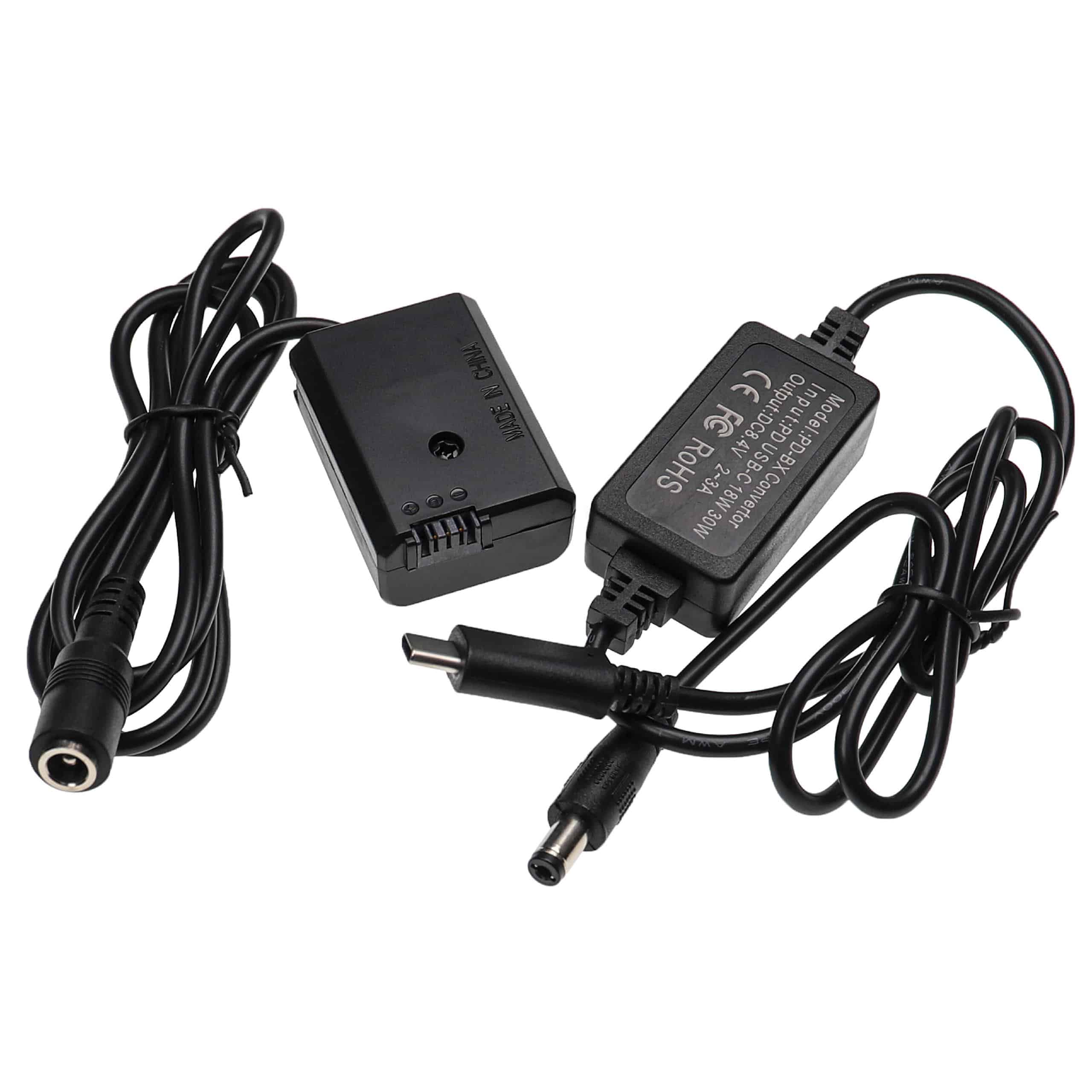 Alimentação USB para Câmara Sony AC-PW20 + Acoplador DC - vhbw 2m 8,4V 3,0A - Image 3