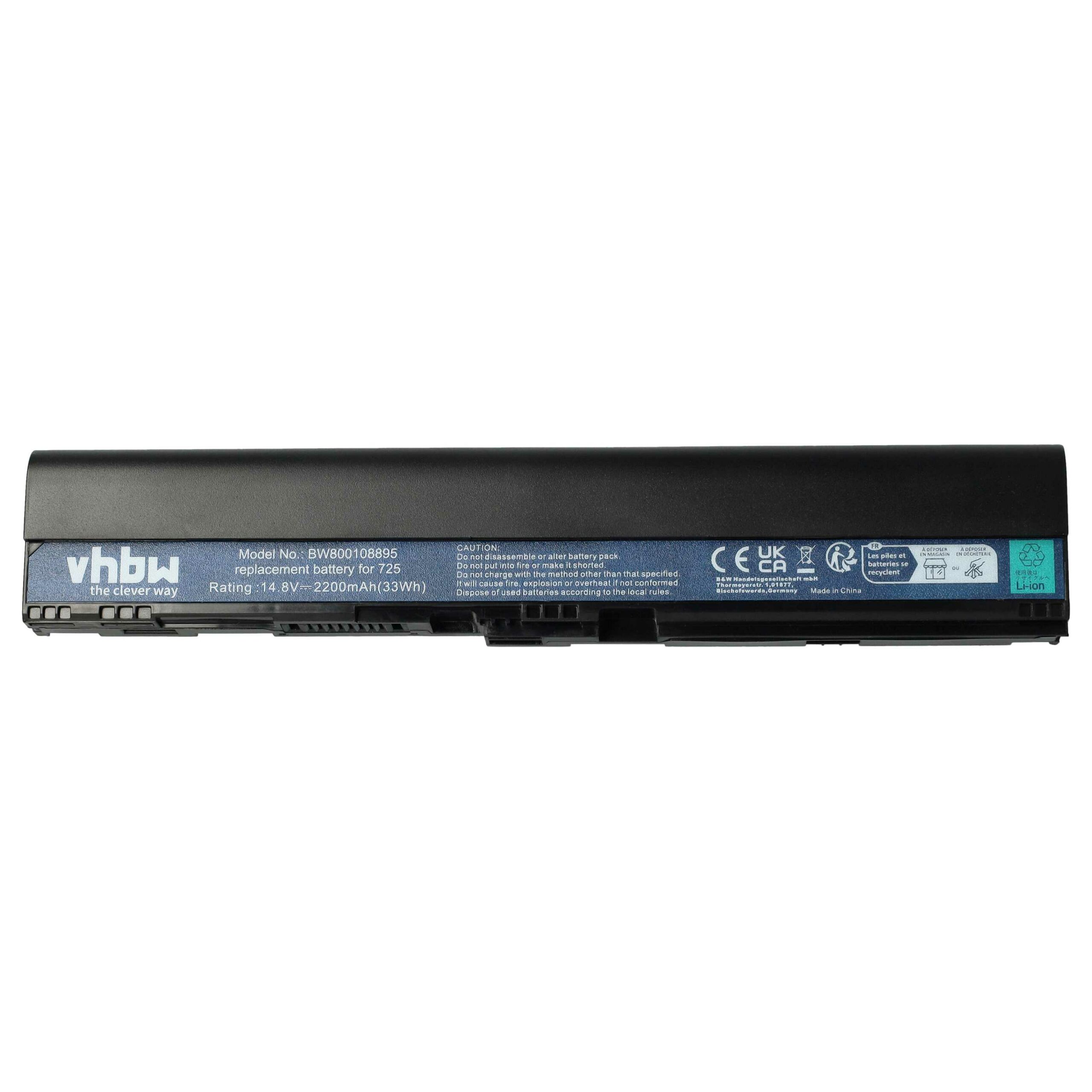 Bateria para Portátil vhbw Compatível com Acer AL12B31, AL12B32, 4ICR17/65, AL12B72, AL12X32 - 2200 mAh 14.4 V Li-Ion - Image 3