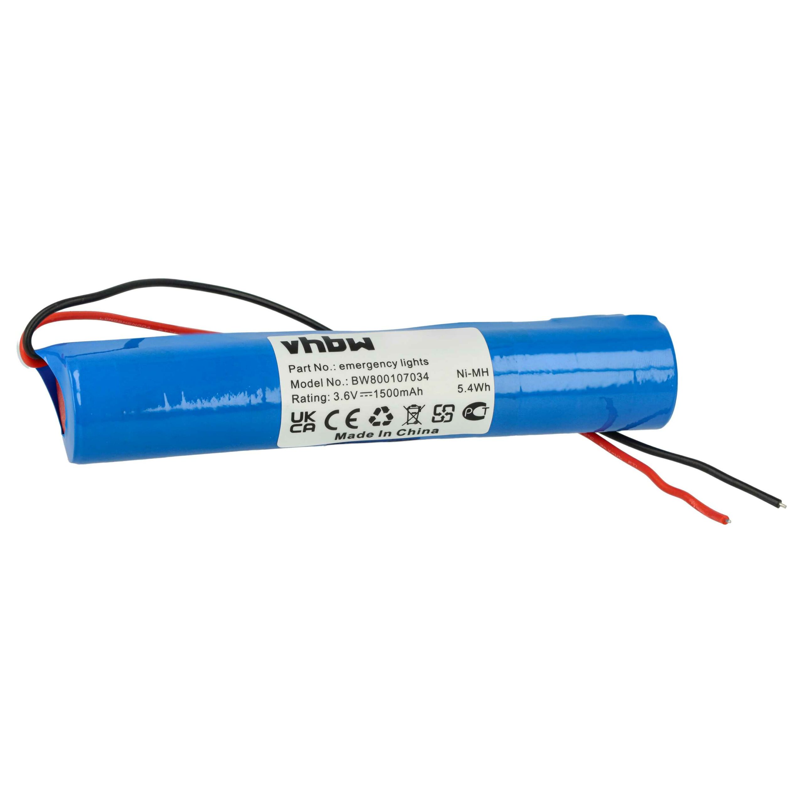Bateria de Emergência vhbw - 1500 mAh 3.6 V NiMH + cabo
