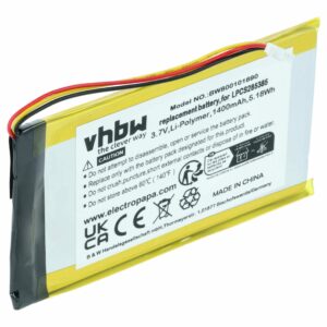 Bateria vhbw para Creative Labs MP3-Player - 1400 mAh 3.7V Li-Ion (LPCS285385, BA20603R79914, DVP-HD0003)