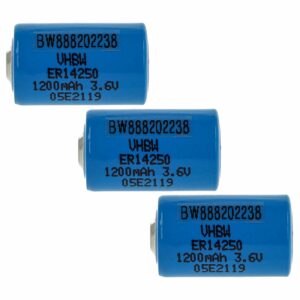 Bateria ER14250 vhbw 3x 1200 mAh 3.6V Li-SOCl2 (1/2AA)