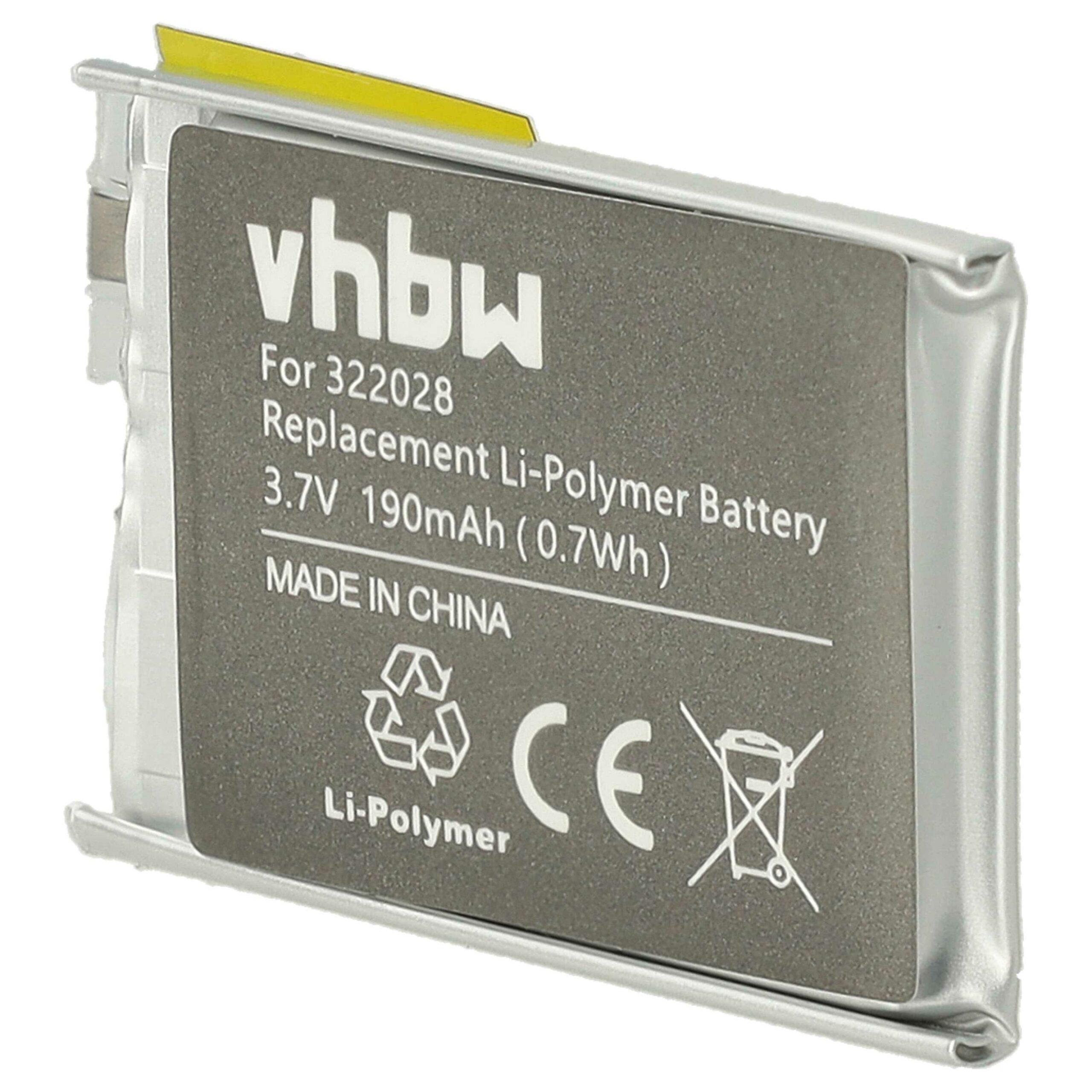 Bateria para Smartwatch TomTom - Compatível AHB322028, 322028 - 190 mAh 3.7 V Li-polímero