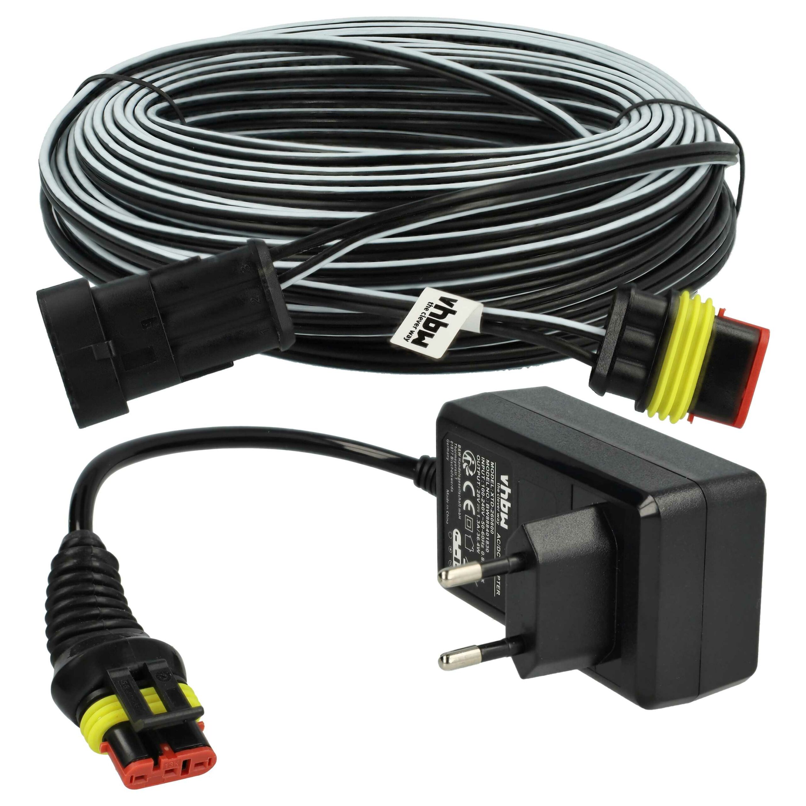 Conjunto Carregador vhbw para Cortador de Relva Robótico Gardena R40Li, Husqvarna Automower, Cabo 30m