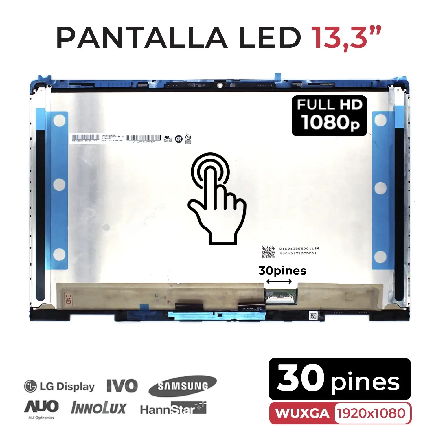 ECRÃ LED QUASE NOVO DE 13.3" PARA PORTÁTIL HP ENVY X360 13M-BD 30 PINOS
