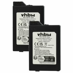 Bateria de Substituição vhbw para Sony PSP-S110 - Pack de 2x 1200 mAh 3.7V Li-Ion