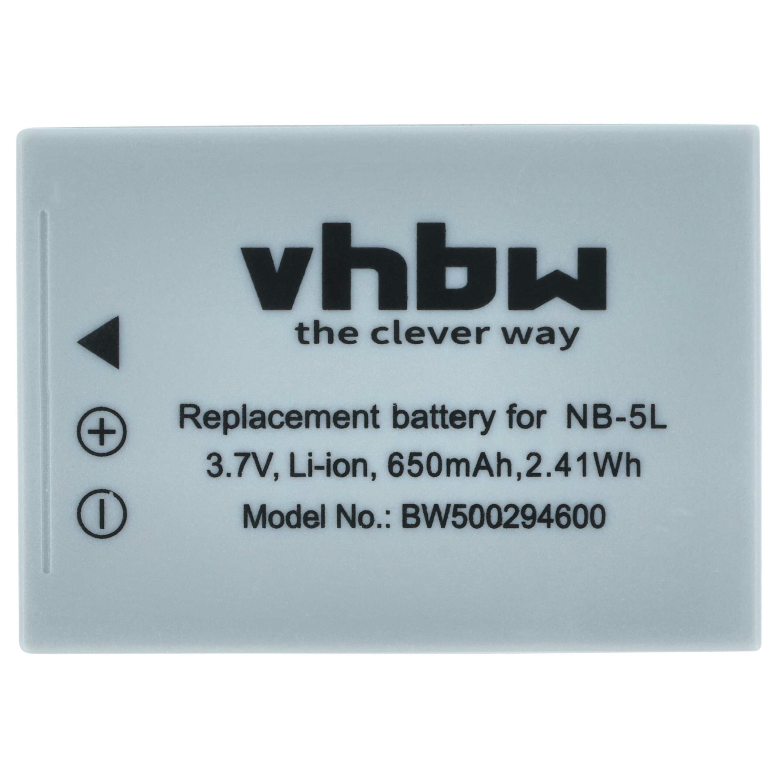 Pack com 3 Baterias vhbw NB-5L para Canon - 650mAh, 3.6V, Li-Ion - Image 3