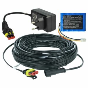 Conjunto de carregamento vhbw para cortadores de relva robóticos Gardena, Husqvarna, McCulloch e Flymo - Bateria 2600mAh + Adaptador + Cabo 20m